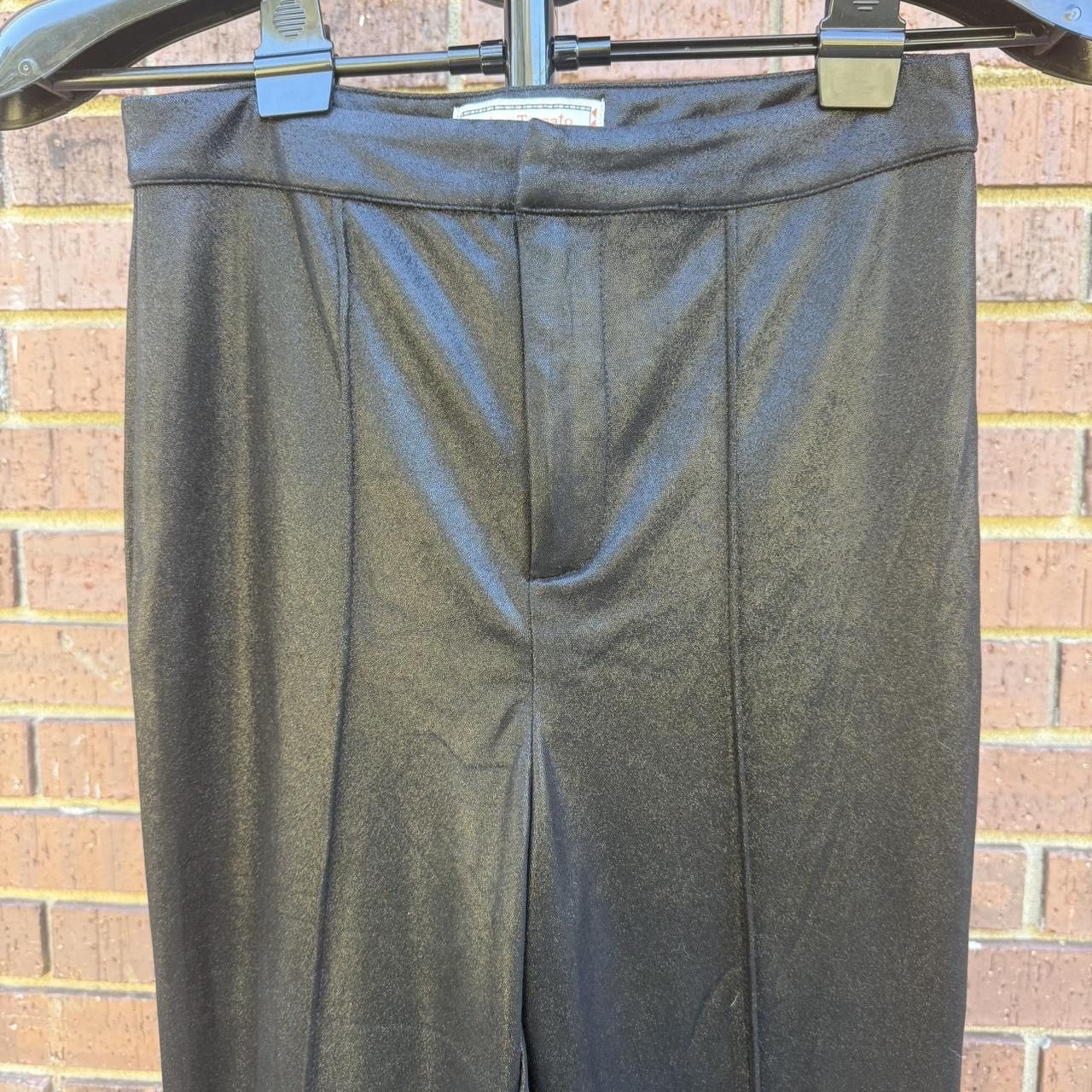 Other Flying Tomato Women’s Faux Leather Wide Leg Black Pants Size 28" / US 6 / IT 42 - 2 Thumbnail