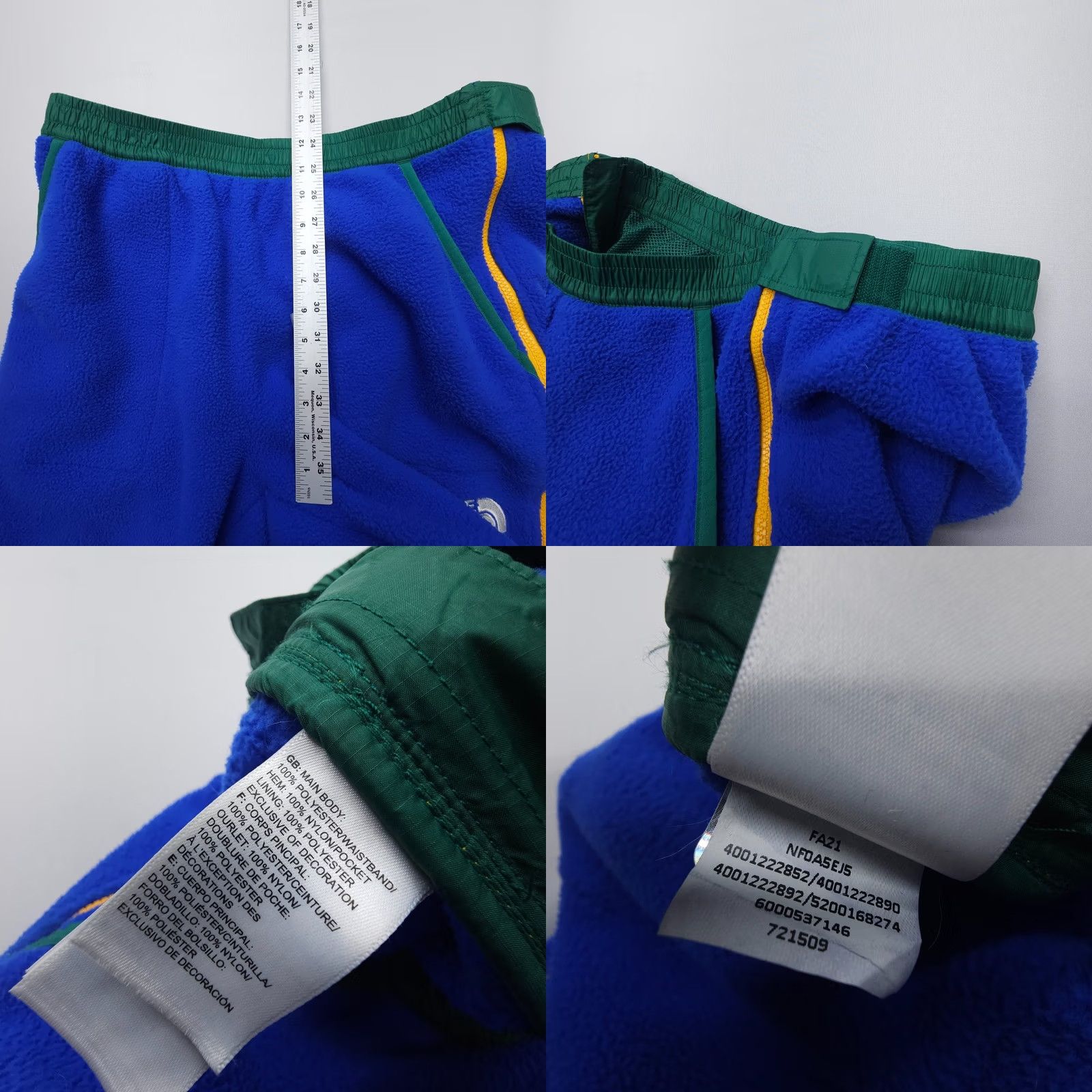 The North Face The North Face Colour Block Fleece Joggers Womens XL Blue Retro Teddy Camp Hike Size 29" - 8 Thumbnail