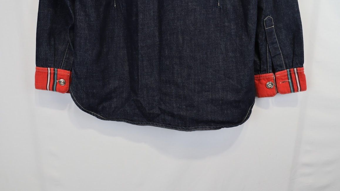 Wales Bonner o1rshd1 Cotonou Denim Shirt in Blue/Red Size US S / EU 44-46 / 1 - 16 Thumbnail