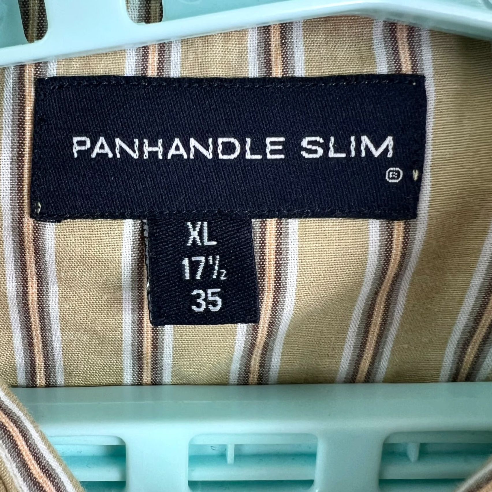 Vintage Panhandle Slim Striped Shirt Mens XL Button-Up Long Sleeve Casual Western Brown Tan USA Classic Striped Size US XL / EU 56 / 4 - 5 Thumbnail