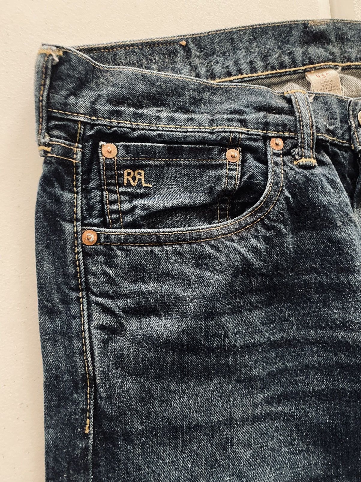 RRL Ralph Lauren RRL Slim Fit American Selvedge Still Water Wash 2 Jeans 32 Size US 32 / EU 48 - 12 Thumbnail