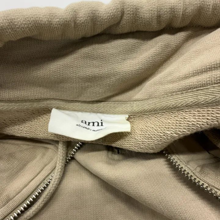 AMI AMIPARIS FW21 Heart Logo Zip Hoodie Beige -2507 Size US XXL / EU 58 / 5 - 4 Thumbnail