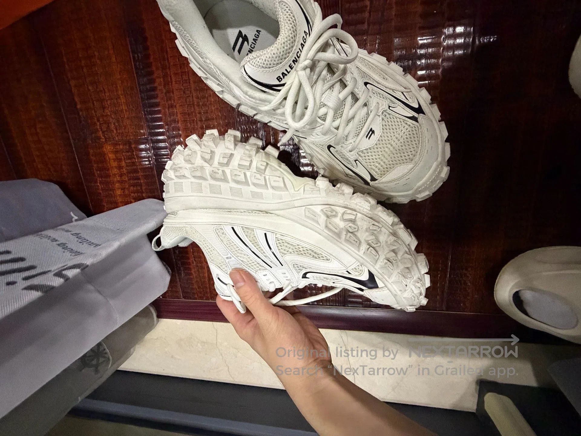 Balenciaga Balenciaga Defender White Distressed Sneakers. Size US 9 / EU 42 - 6 Thumbnail