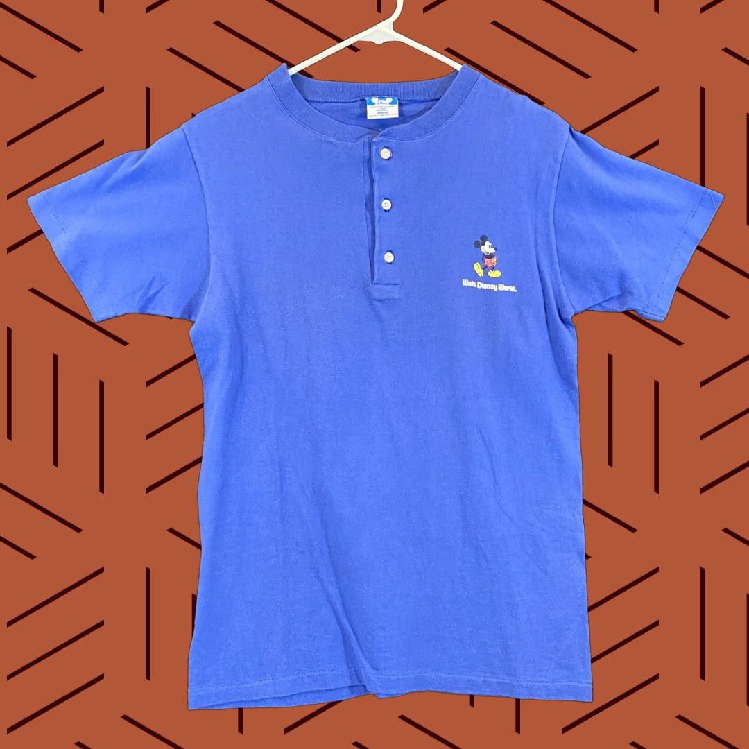 Disney VINTAGE Mickey Mouse Henley Shirt Mens M 90s Disney Blue Cotton Embroidered The Disney Store Shirts Size US M / EU 48-50 / 2 - 1 Thumbnail