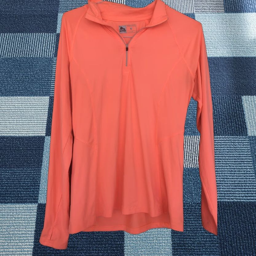 Reebok Reebok Pullover Womens L Large Neon Orange 1/4 Zip Performance Training Top Size L / US 10 / IT 46 - 1 Thumbnail