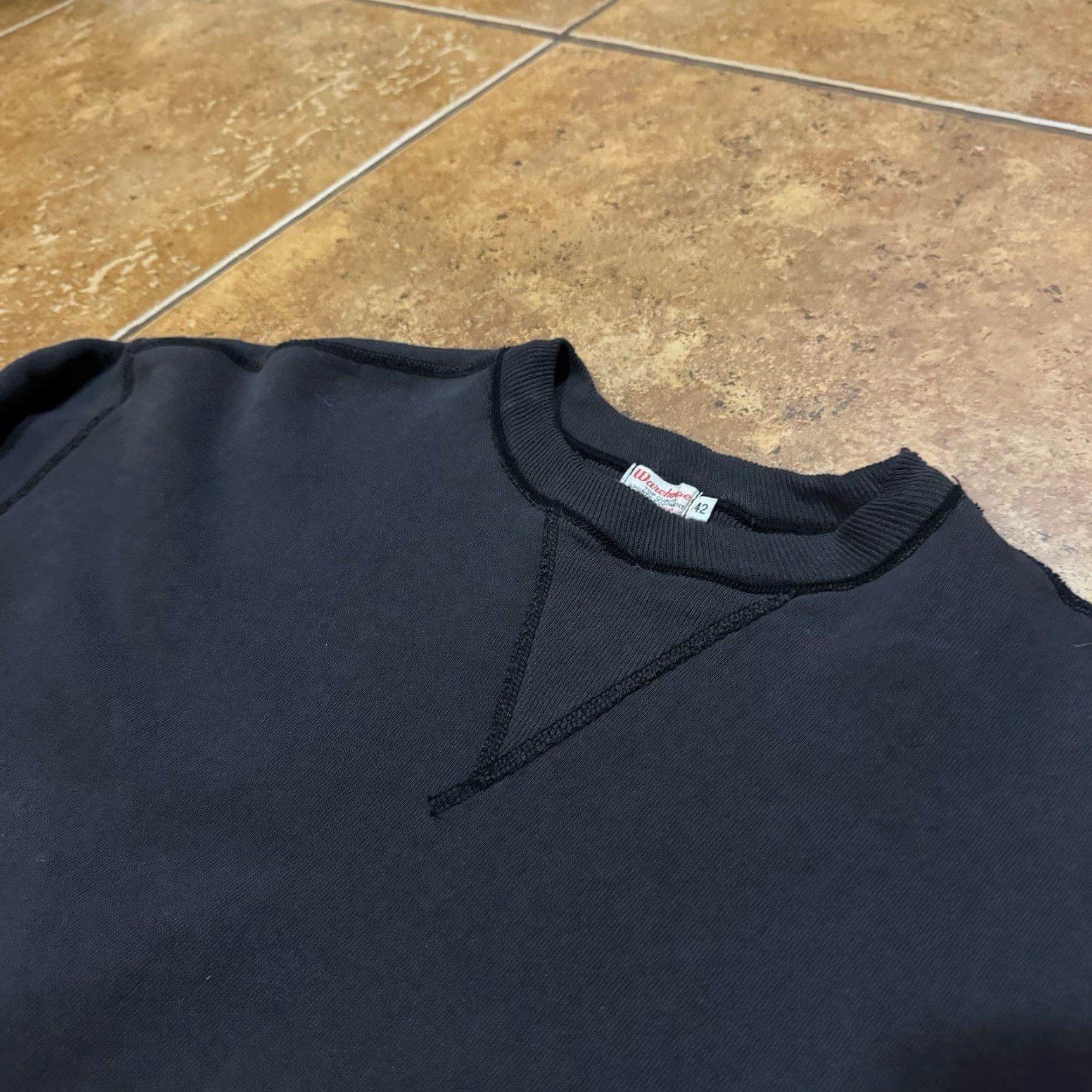 Warehouse VINTAGE Warehouse & Co Japan Double V Sweatshirt Black All Cotton Size 42 40s Dubble Men Pullover Size US XL / EU 56 / 4 - 4 Thumbnail