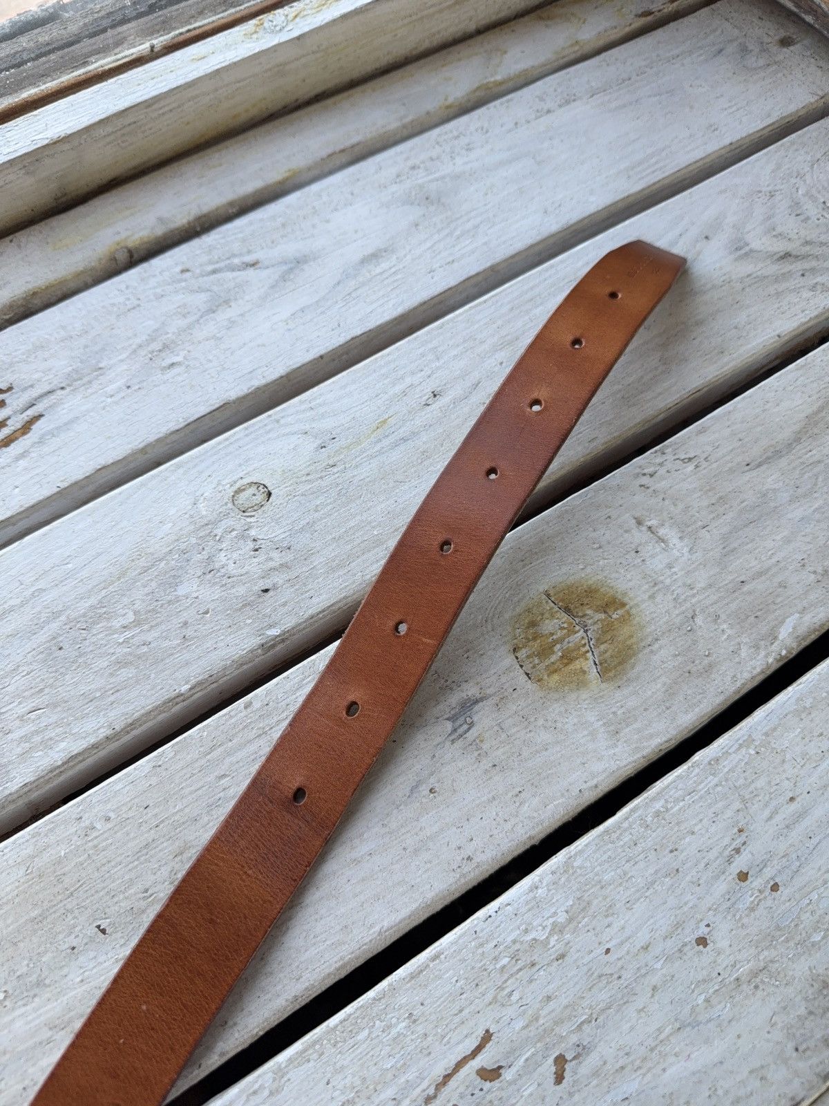 Japanese Brand Vintage 00s Western Cowboy Brown Leather Belt Minimal Buckle Size ONE SIZE - 7 Thumbnail