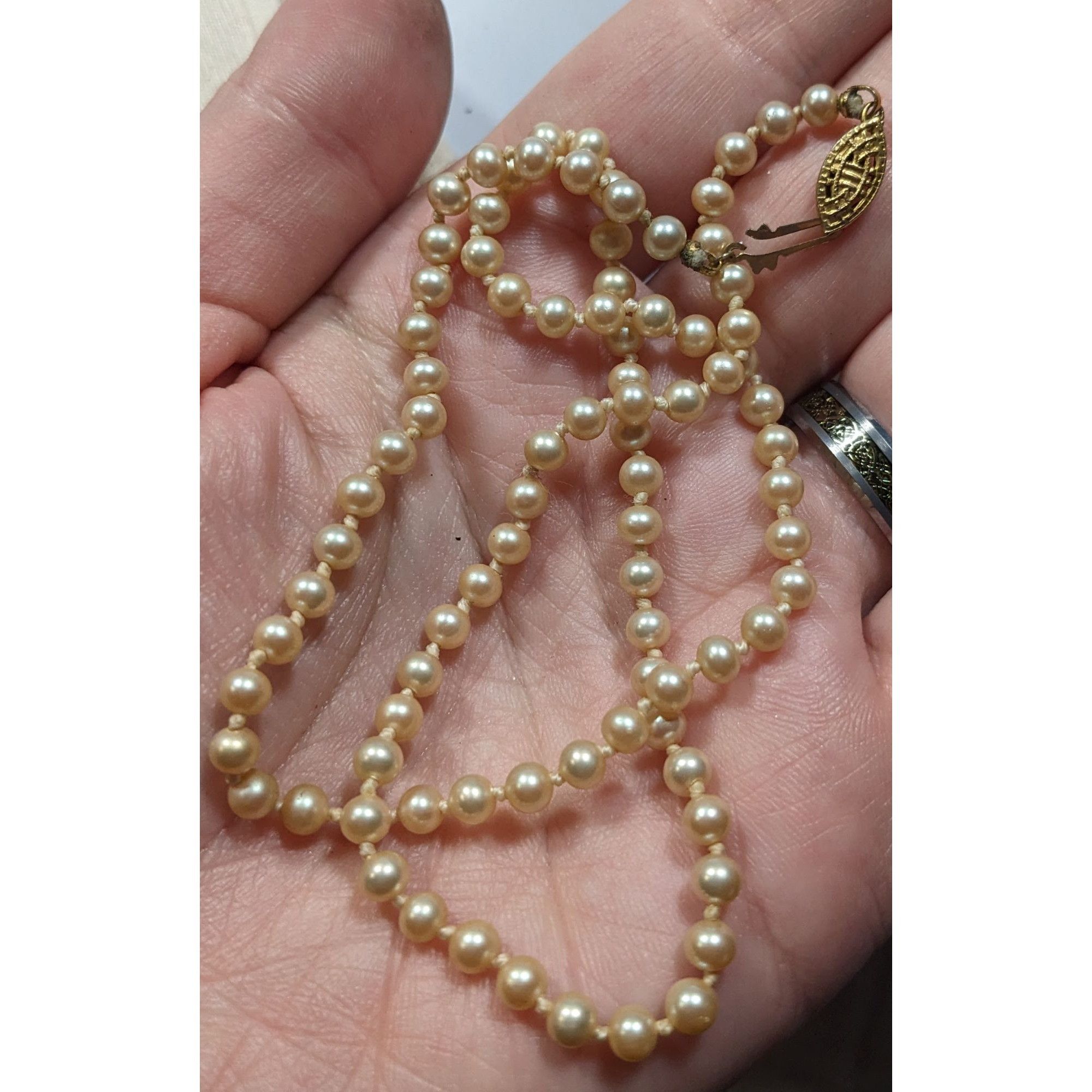 Other Vintage Champagne Faux Peal Hand Knotted Necklace Size ONE SIZE - 4 Thumbnail