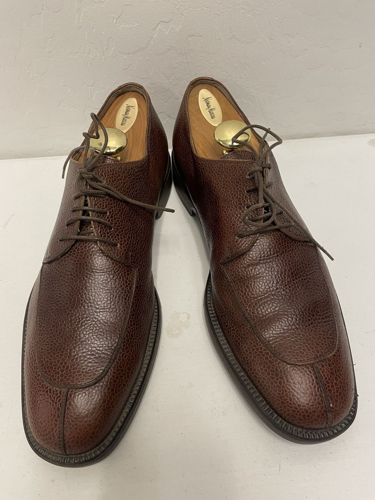 Salvatore Ferragamo Pebbled Leather Split Toe Oxford Size US 10.5 / EU 43-44 - 2 Thumbnail