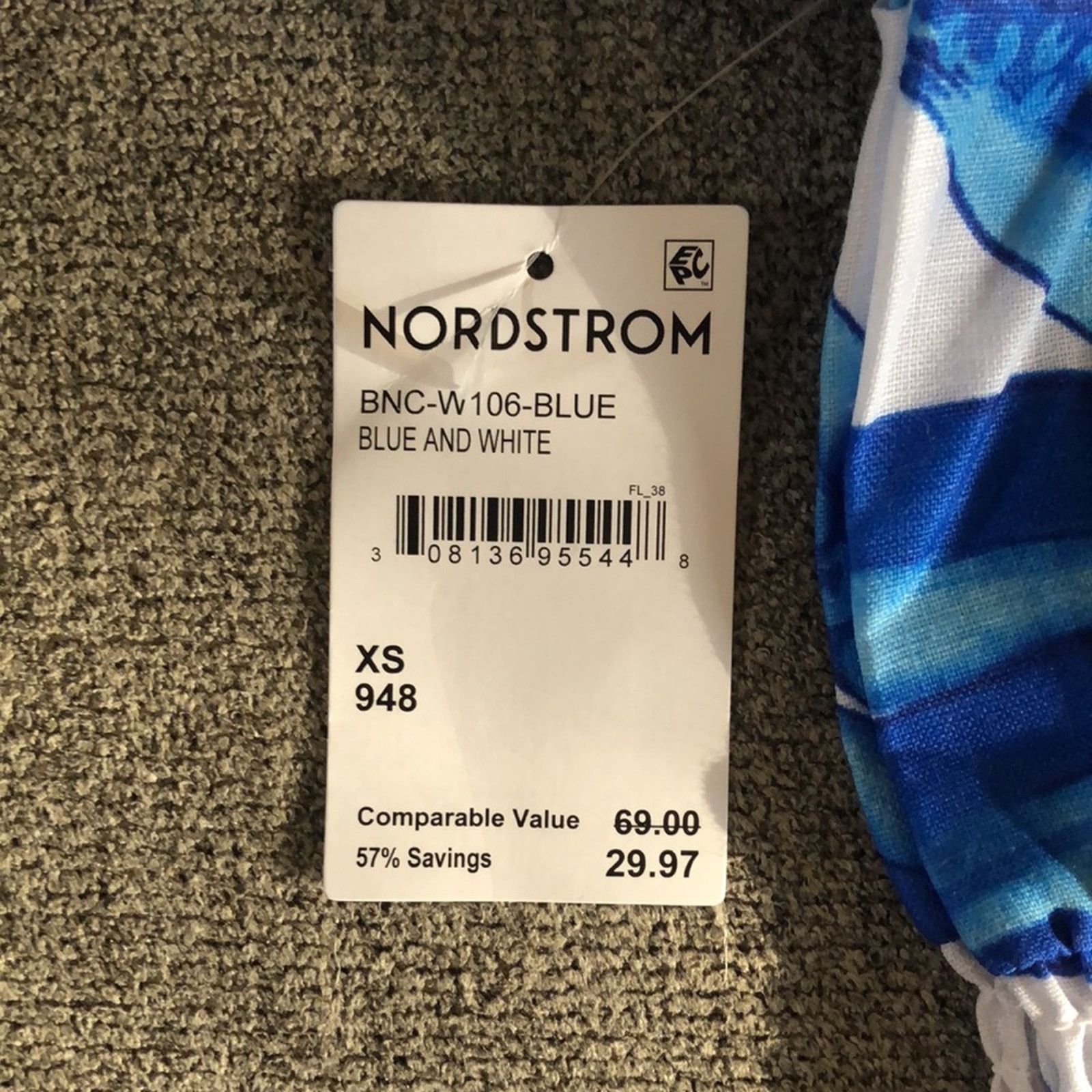 Hollywood Trading Company Nordstrom • Blue and White Crop Top • Size XS Size XS / US 0-2 / IT 36-38 - 3 Thumbnail