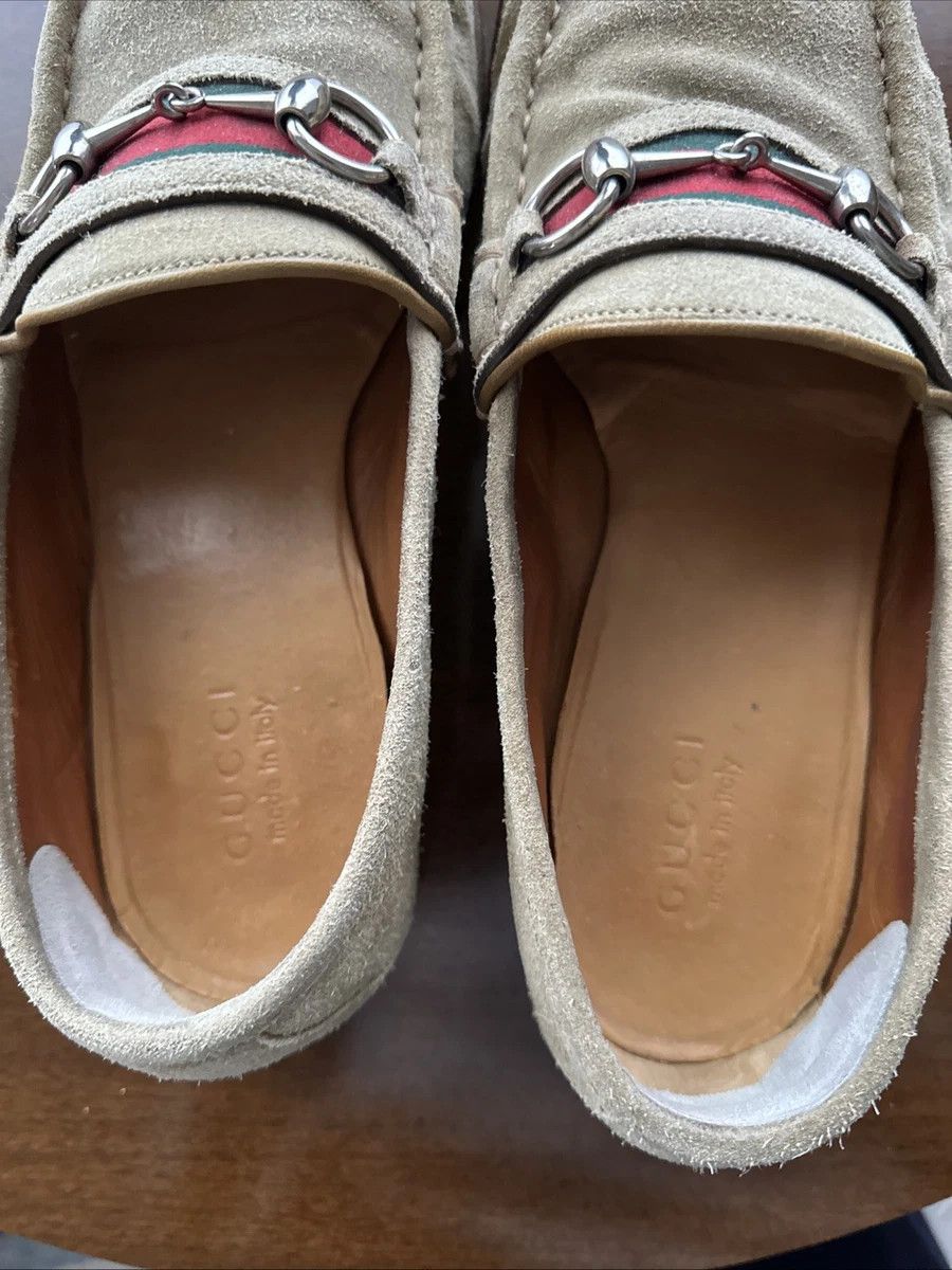 Gucci Gucci Horsebit Loafers Beige Suede 11 D Snaffle Size US 11 / EU 44 - 6 Thumbnail