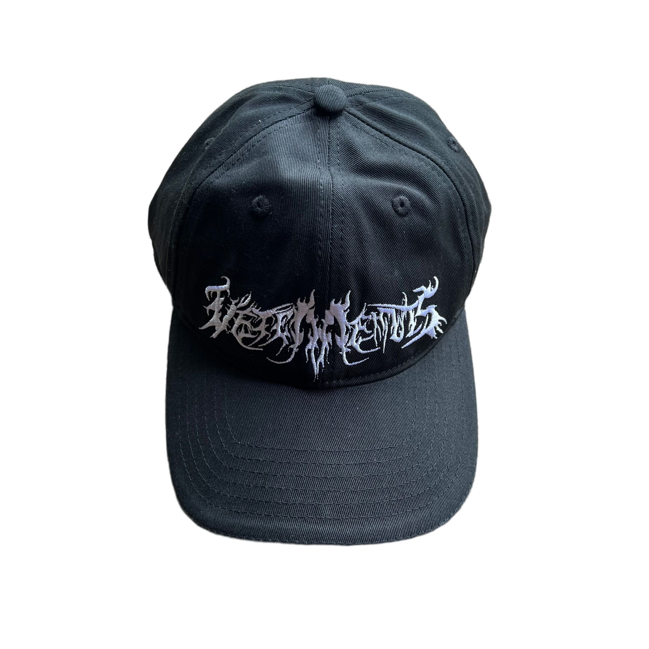 image of Vetements Goth Cap Metal Logo in Black, Men's