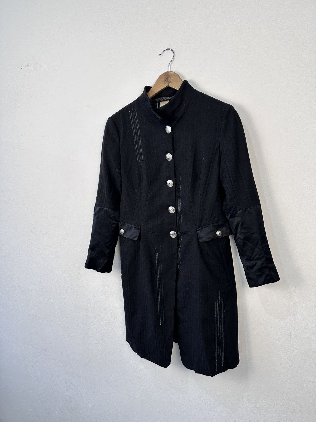 Marithe + Francois Girbaud Vintage Marithé François Girbaud Black Wool Long Jacket Coat Size M / US 6-8 / IT 42-44 - 3 Thumbnail
