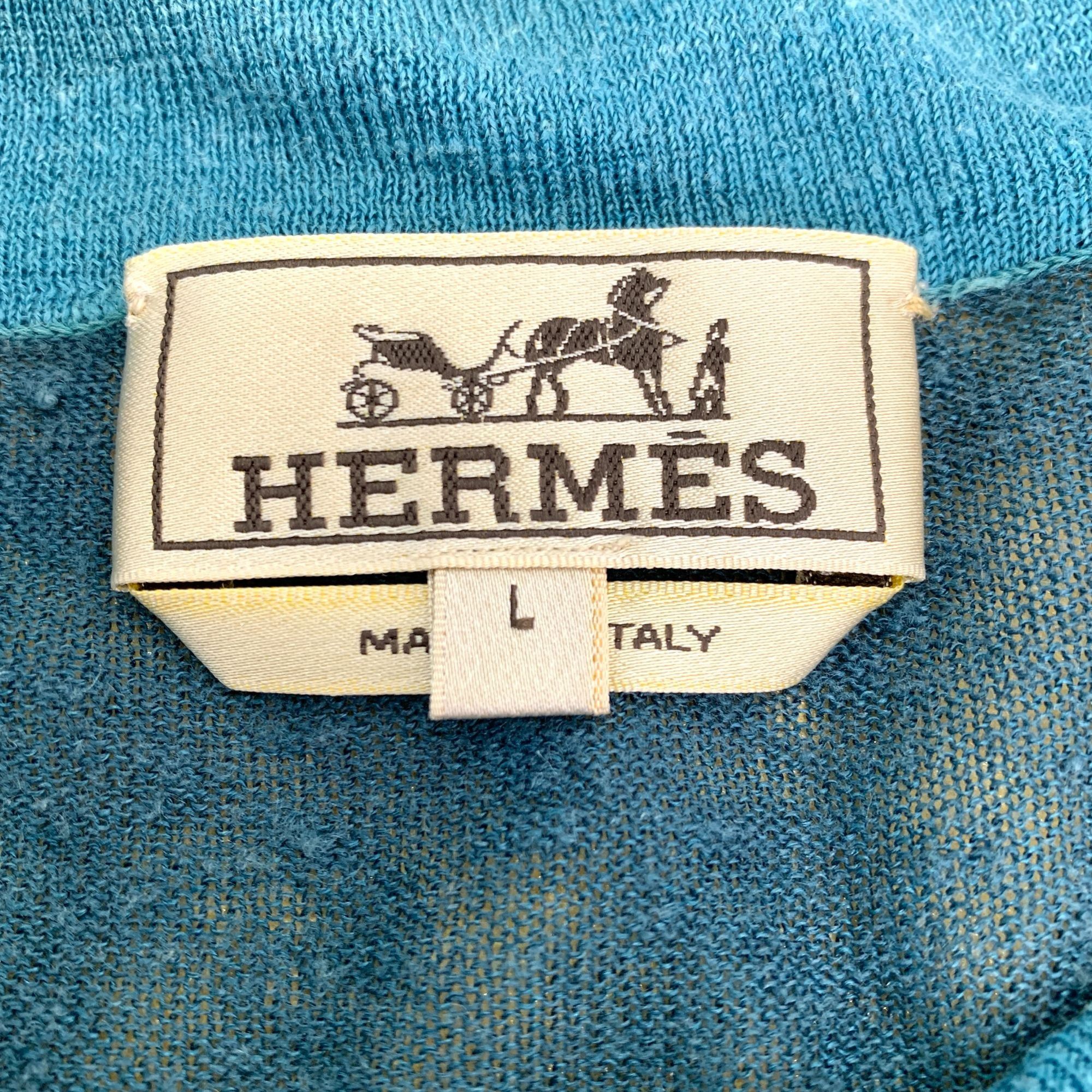 Hermes Hermès Blue Collared Wool Knit Short-Sleeve (Size L) Size US L / EU 52-54 / 3 - 2 Thumbnail