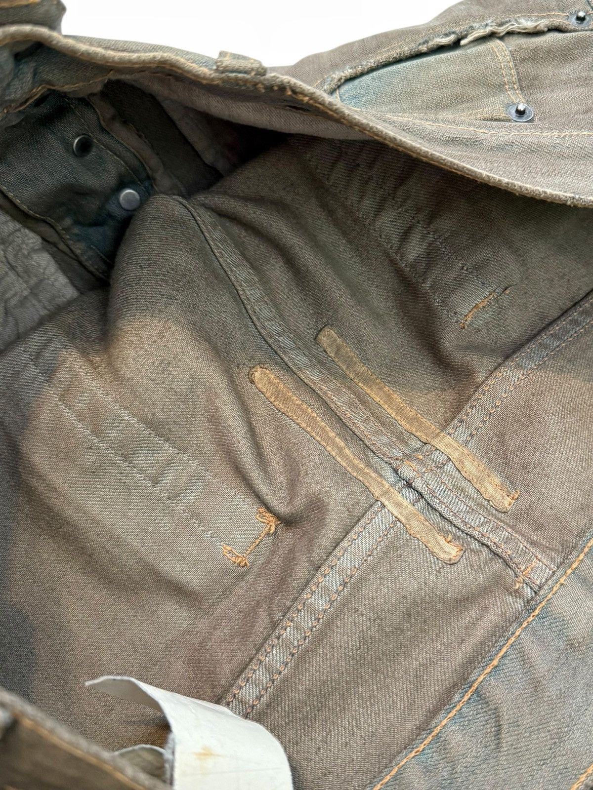 Rick Owens Dirt Brown Indigo Raw Hem Thrashed Denim Size US 32 / EU 48 - 9 Thumbnail