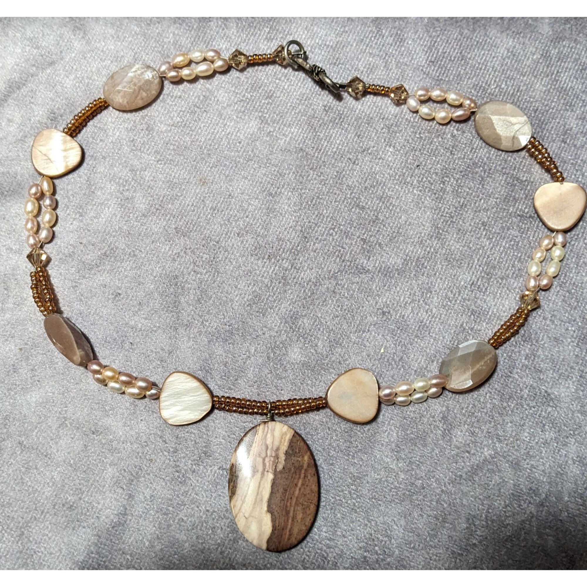 Other Brown Jasper Glass Pearl And Shell Beaded Necklace Size ONE SIZE - 8 Thumbnail