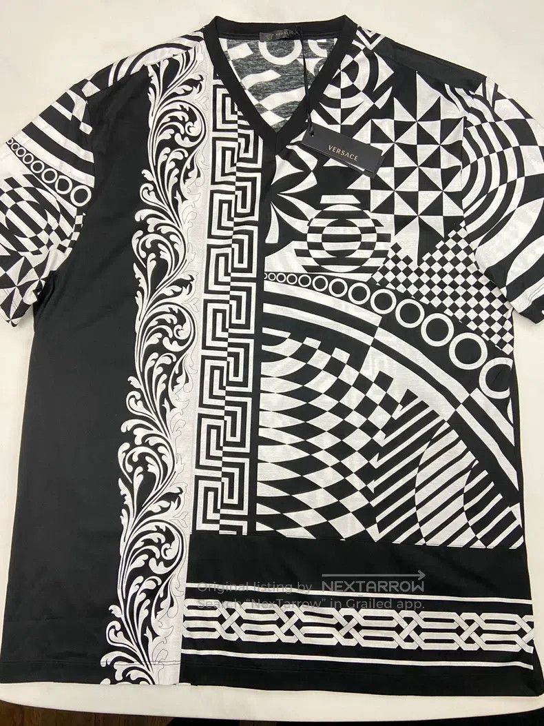 Versace Versace Baroque black and white patterned T-shirt Size US XXL / EU 58 / 5 - 3 Thumbnail
