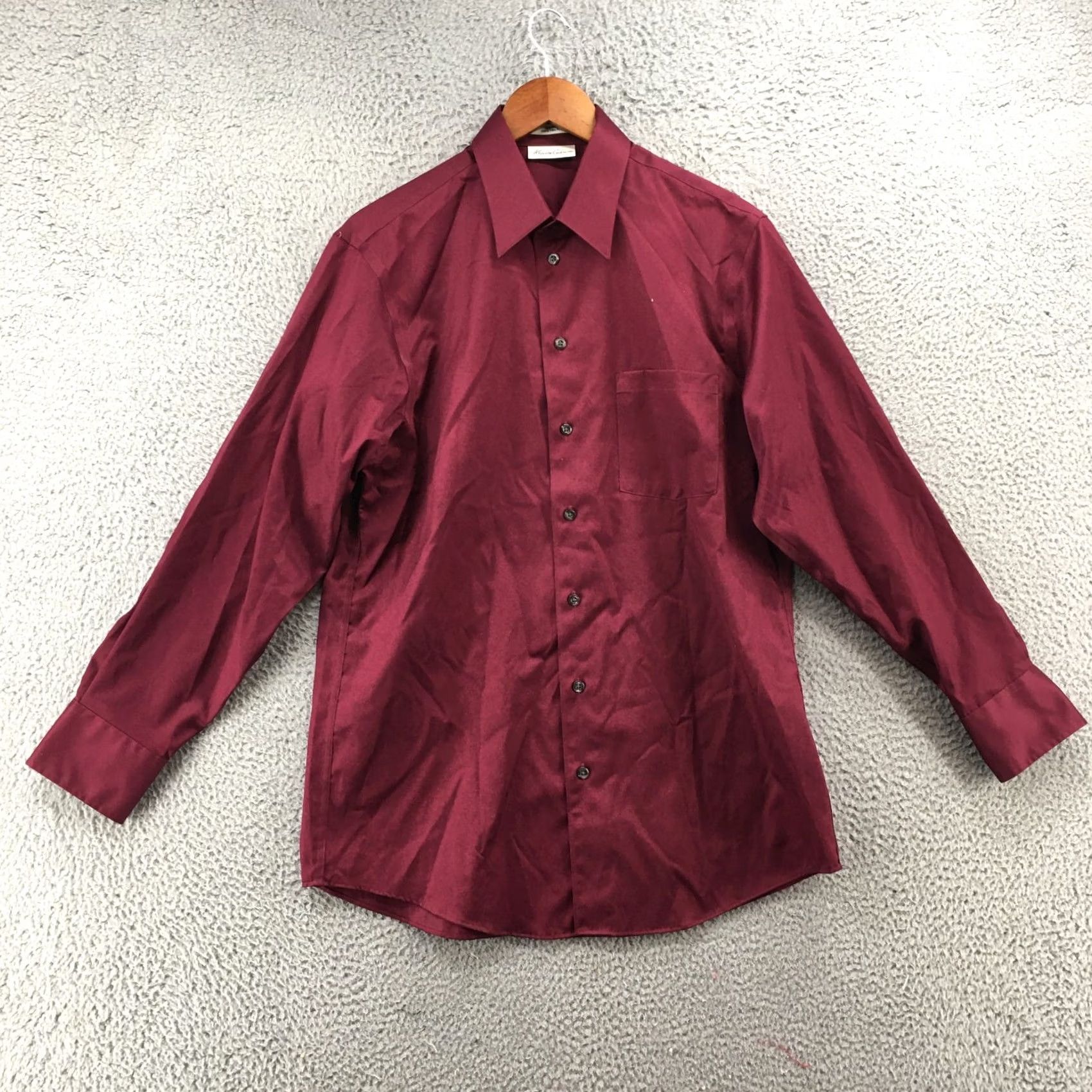 Kenneth Cole Kenneth Cole Dress Shirt Mens S Burgundy Cotton Button Up Long Sleeve Non-Iron Size 36R - 2 Thumbnail