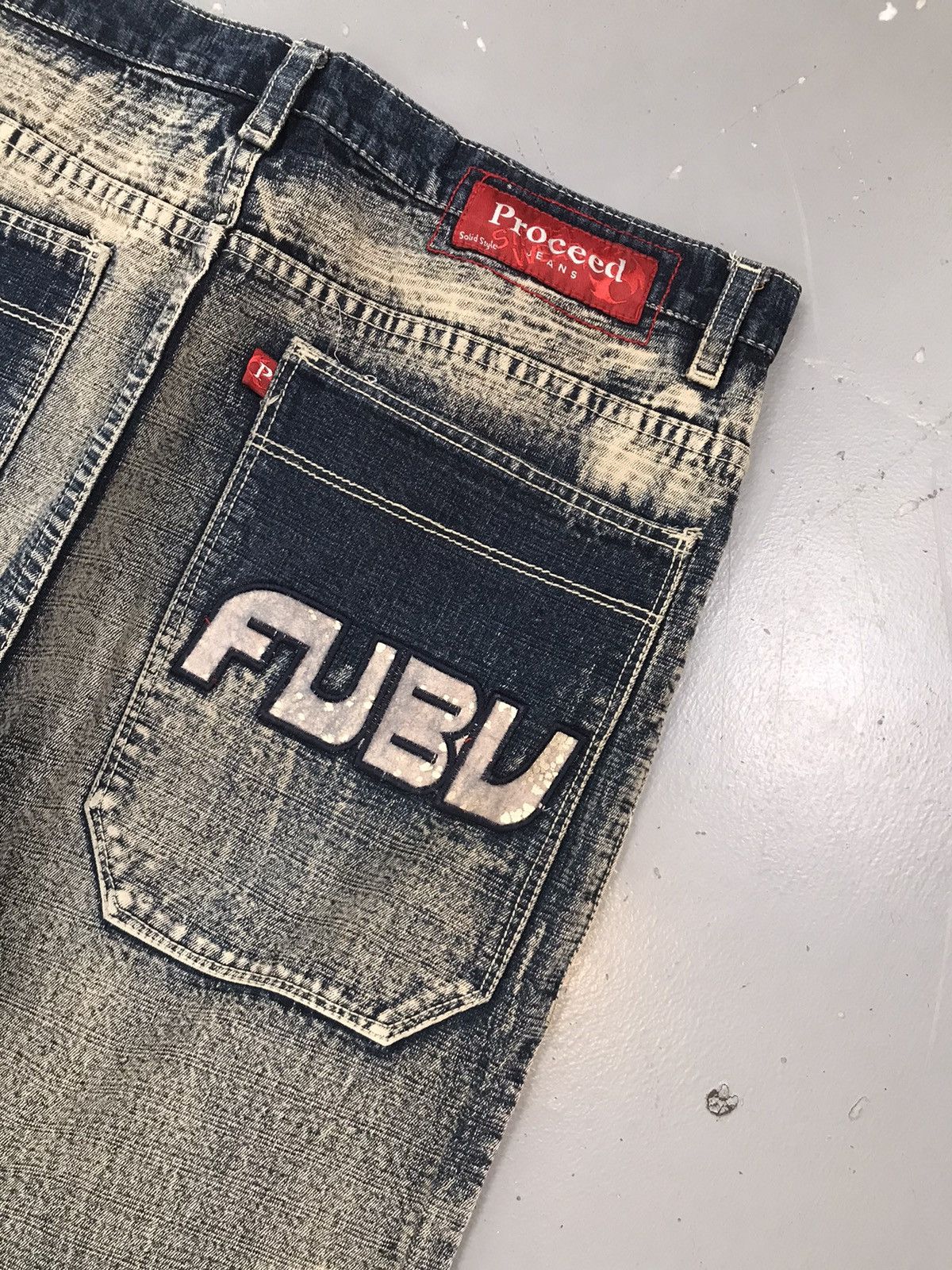 Fubu × Vintage Rare vintage fubu proceed bleached denim Size US 36 / EU 52 - 13 Thumbnail