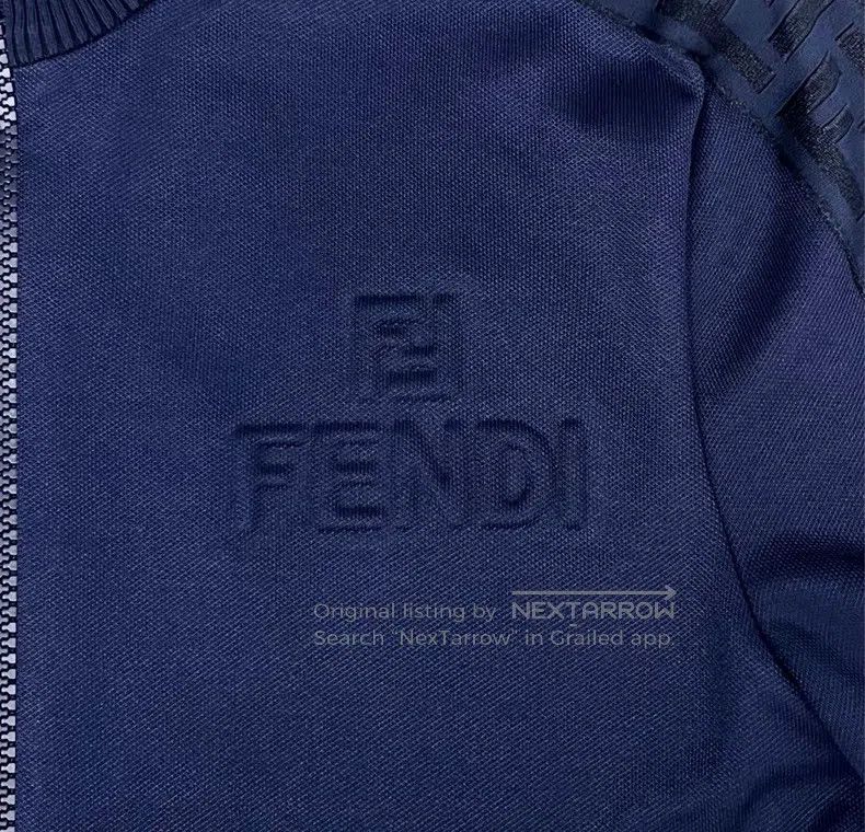 Fendi Fendi Navy Blue Relief Double F Logo All-Over Printed Jack Size XXS / US 00 / IT 34 - 4 Thumbnail