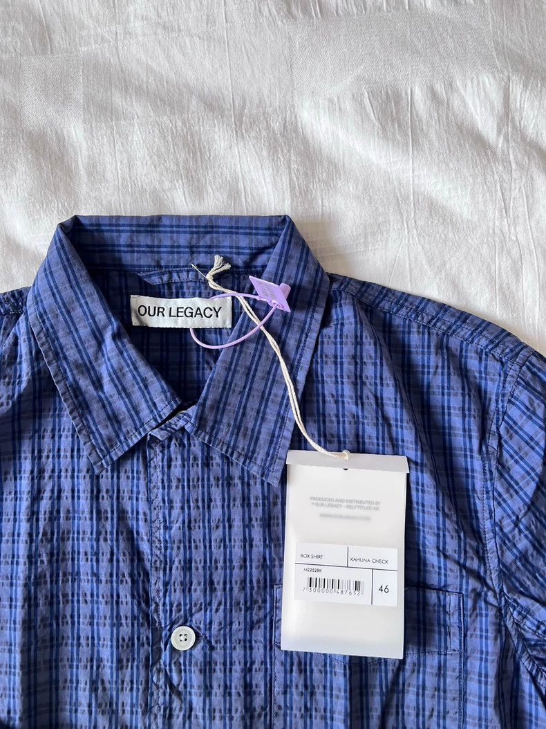 Our Legacy our legacy 25SS puff yarn blue plaid shirt 2504-Nextarrow Size US S / EU 44-46 / 1 - 4 Thumbnail