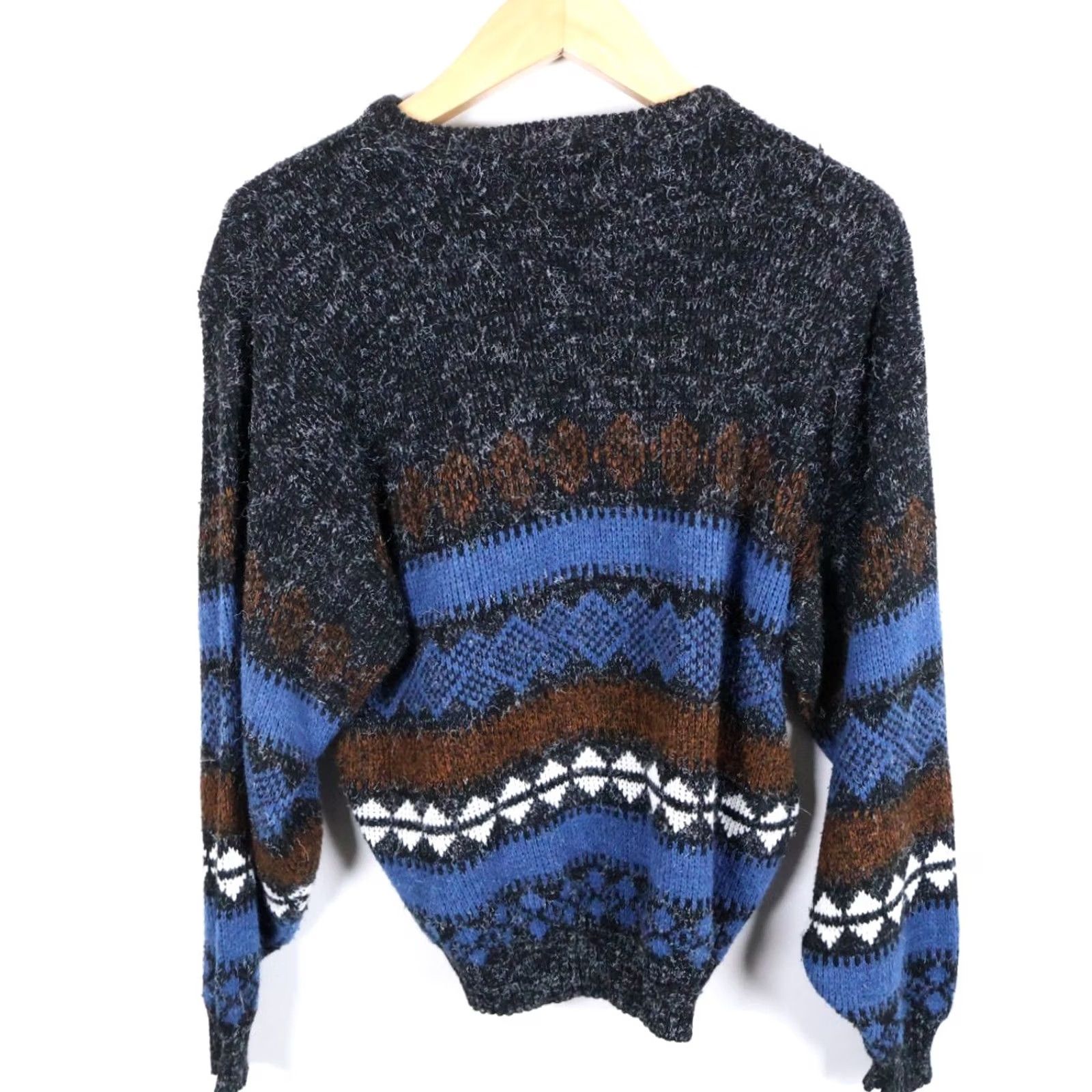 Vintage VINTAGE Scandia Sweater Men's Large Gray Blue Fair Isle Fuzzy Acrylic Knit VTG Size US L / EU 52-54 / 3 - 2 Thumbnail