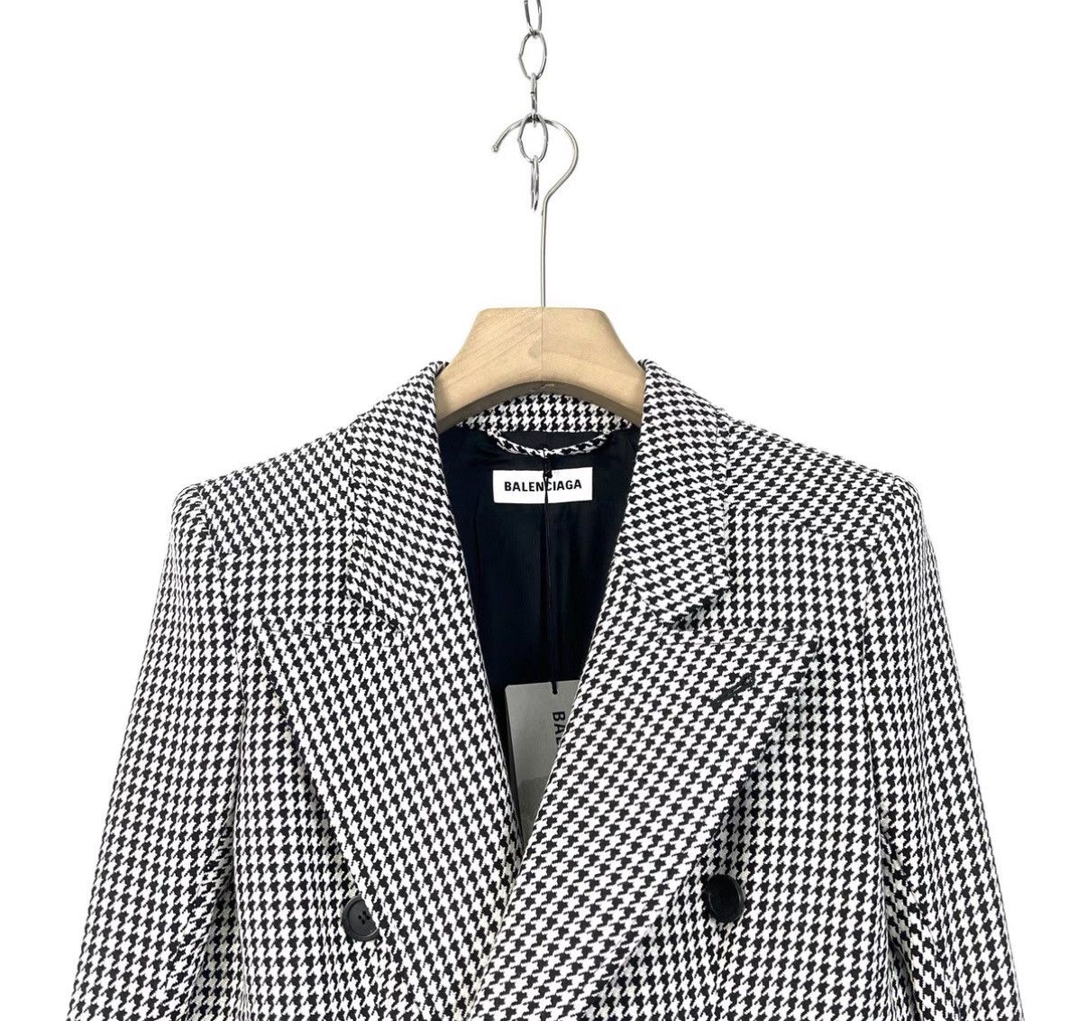 Balenciaga Balenciaga Wool Houndstooth Hourglass Blazer K12 Size XS / US 0-2 / IT 36-38 - 3 Thumbnail