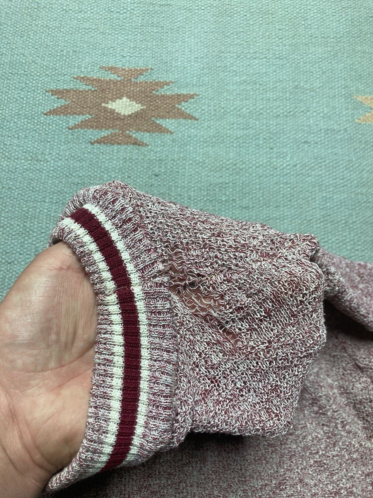 Vintage Vtg 60s Terry cloth t shirt jacquard knit heather red large Size US L / EU 52-54 / 3 - 8 Thumbnail