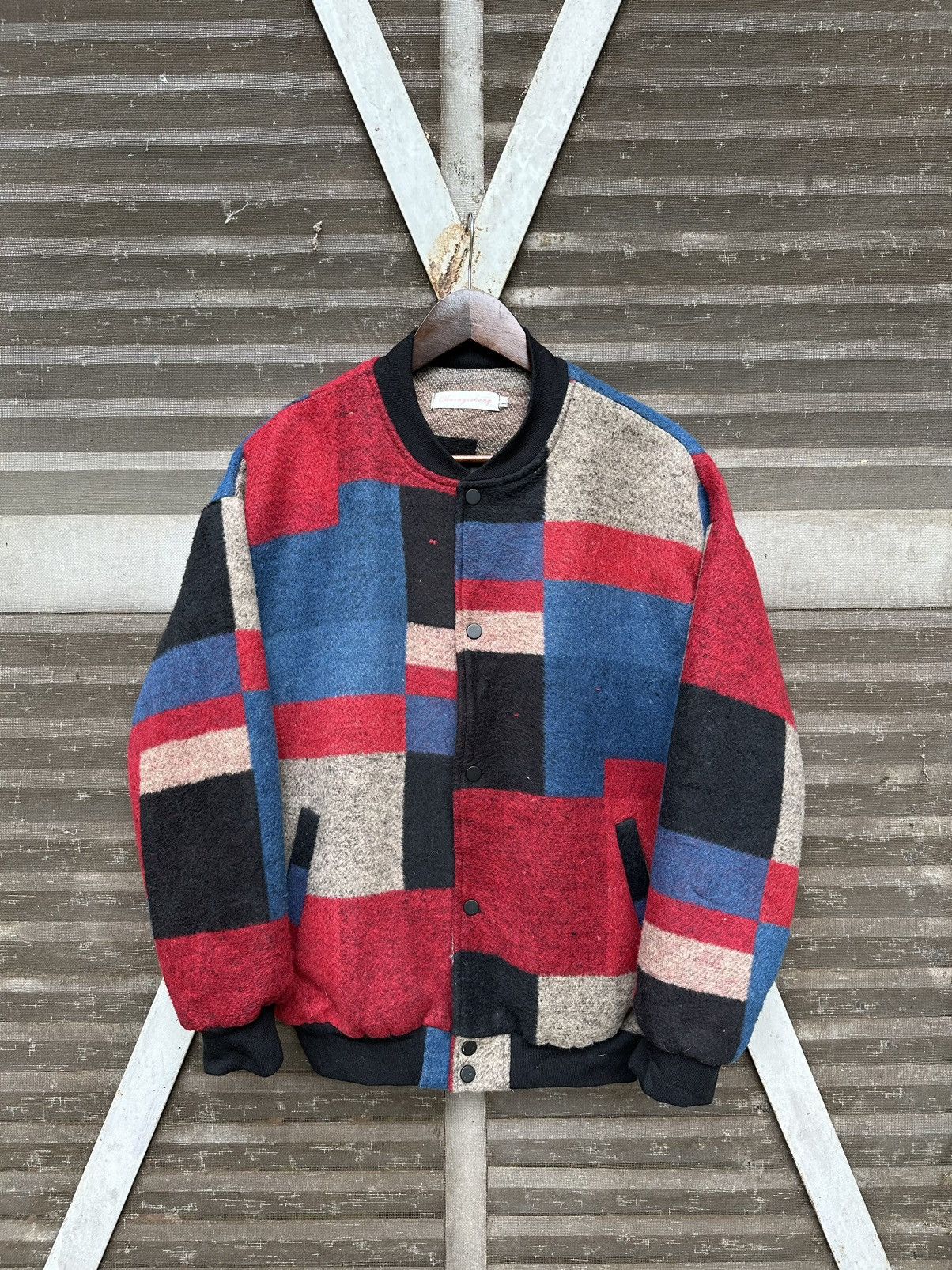 Japanese Brand 👹Japanese Brand Multicolour Patch Wool Bomber Jacket Size US M / EU 48-50 / 2 - 5 Thumbnail