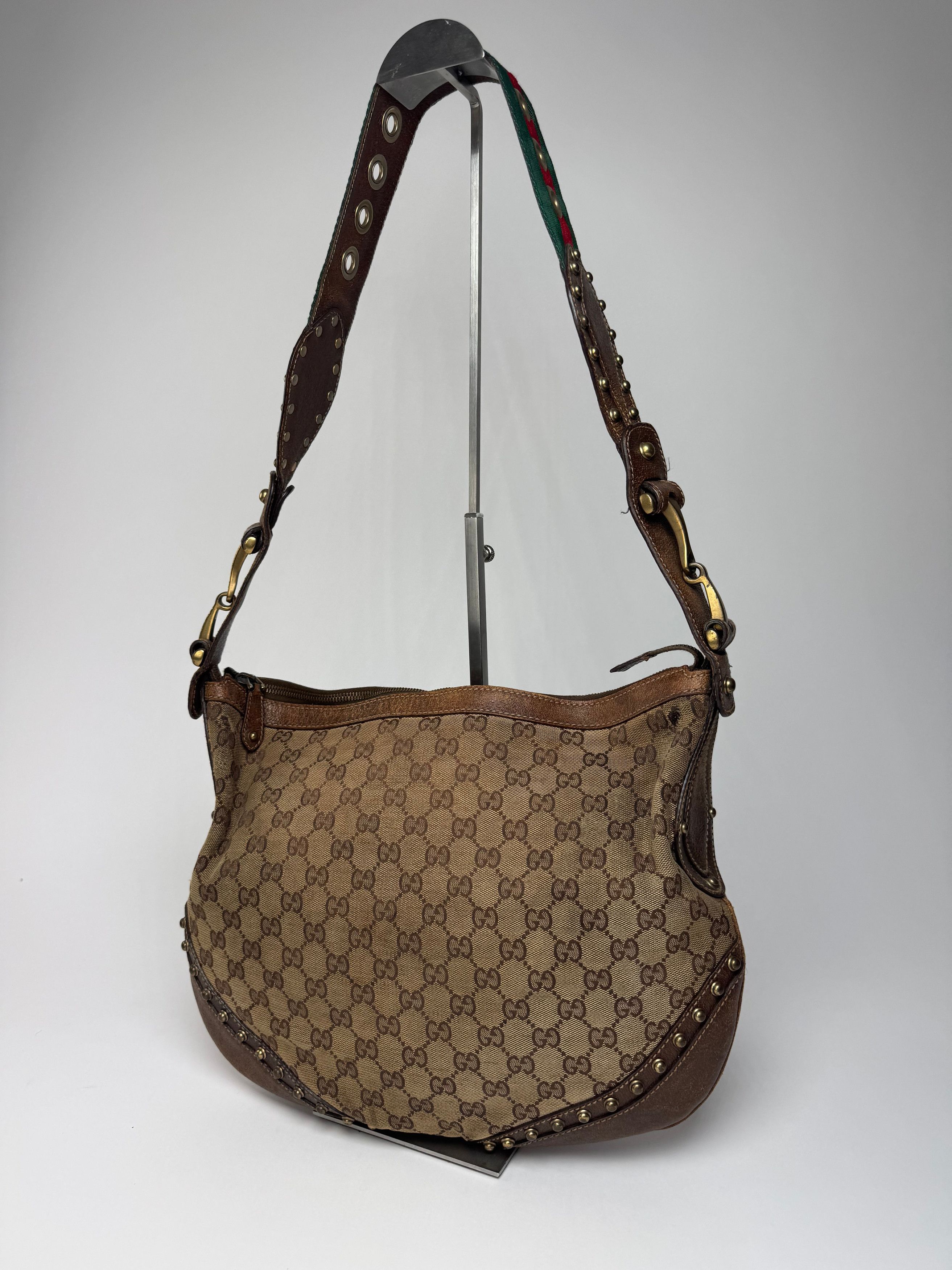 Gucci Vintage Studded Monogram Bag beige brown Size ONE SIZE - 1 Thumbnail