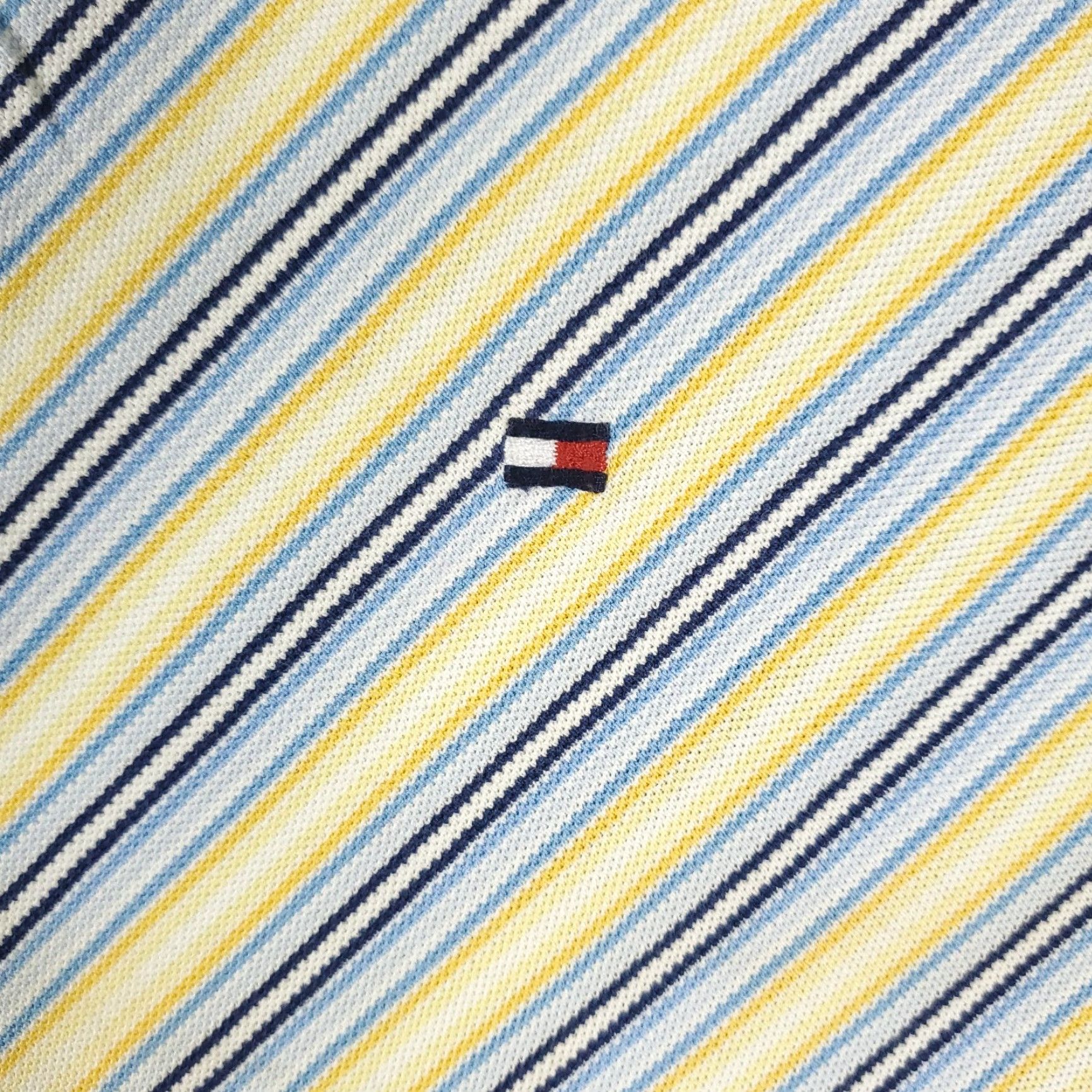 Tommy Hilfiger VINTAGE Tommy Hilfiger Polo Shirt Men L Blue Yellow Striped Casual Polo Shirt 100% Cotton Logo Sports Preppy Mens Size US L / EU 52-54 / 3 - 2 Thumbnail