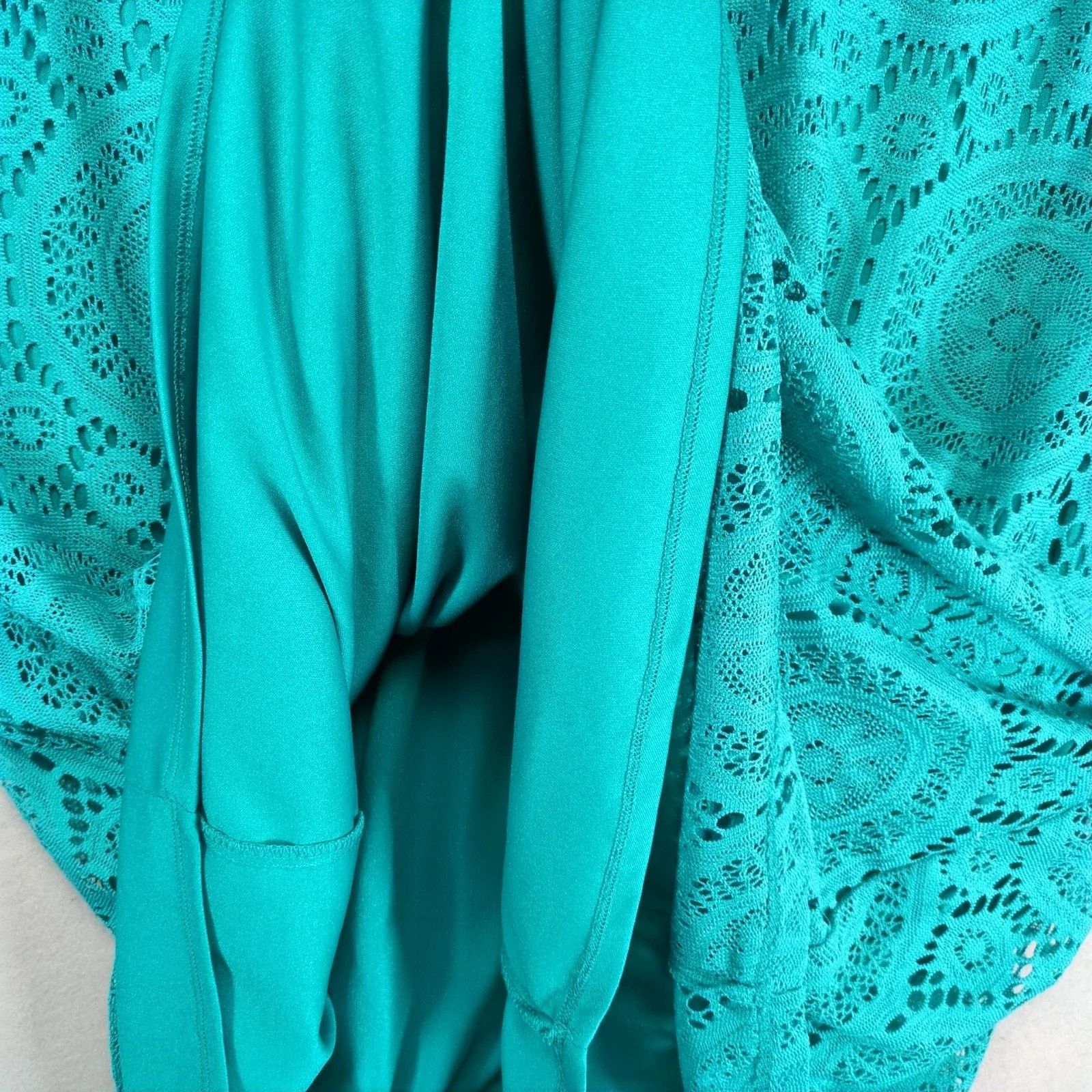 Other Tacera Teal Crochet Lace Knee-Length Dress, Plus Size 3X Size 3XL / US 20-22 - 10 Thumbnail