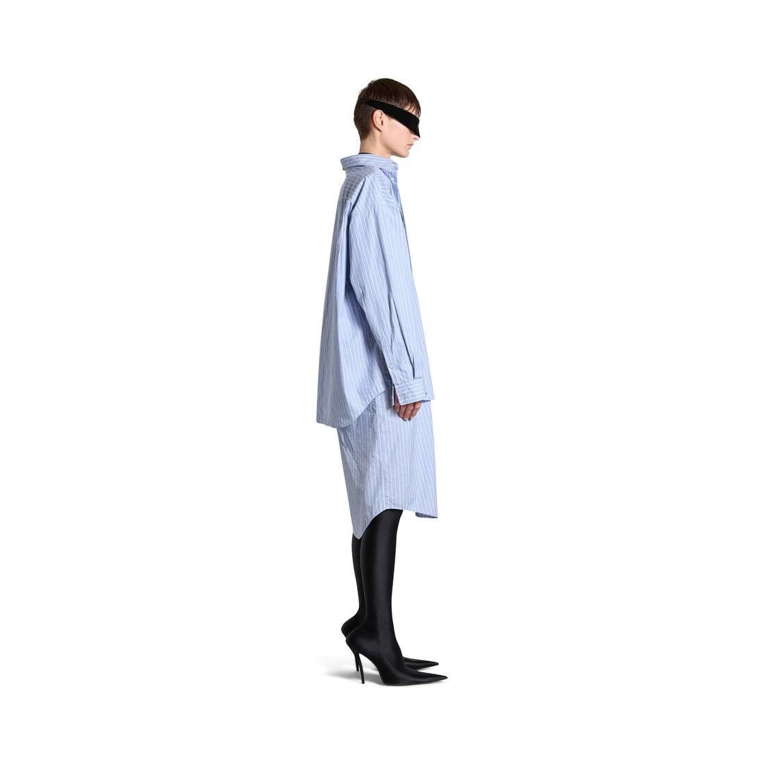 Balenciaga oc11z0825 BB Classic Layered Shirt Dress in Light Blue/White Size S / US 4 / IT 40 - 3 Thumbnail