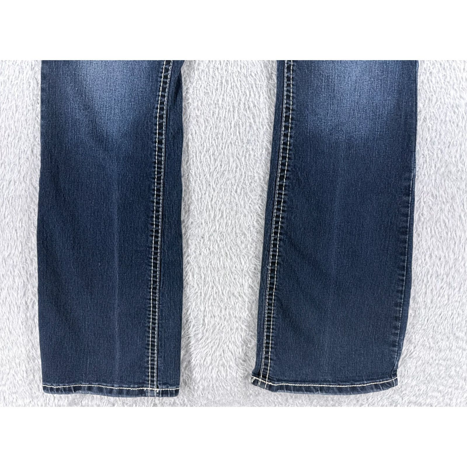 Denime Love Indigo Jeans Women 8 Blue Denim Flared Low Rise 30x30 Embroidered Sequin 5-Pocket Cotton Blend Medium Wash Vintage No N/A Size 30" / US 8 / IT 44 - 2 Thumbnail