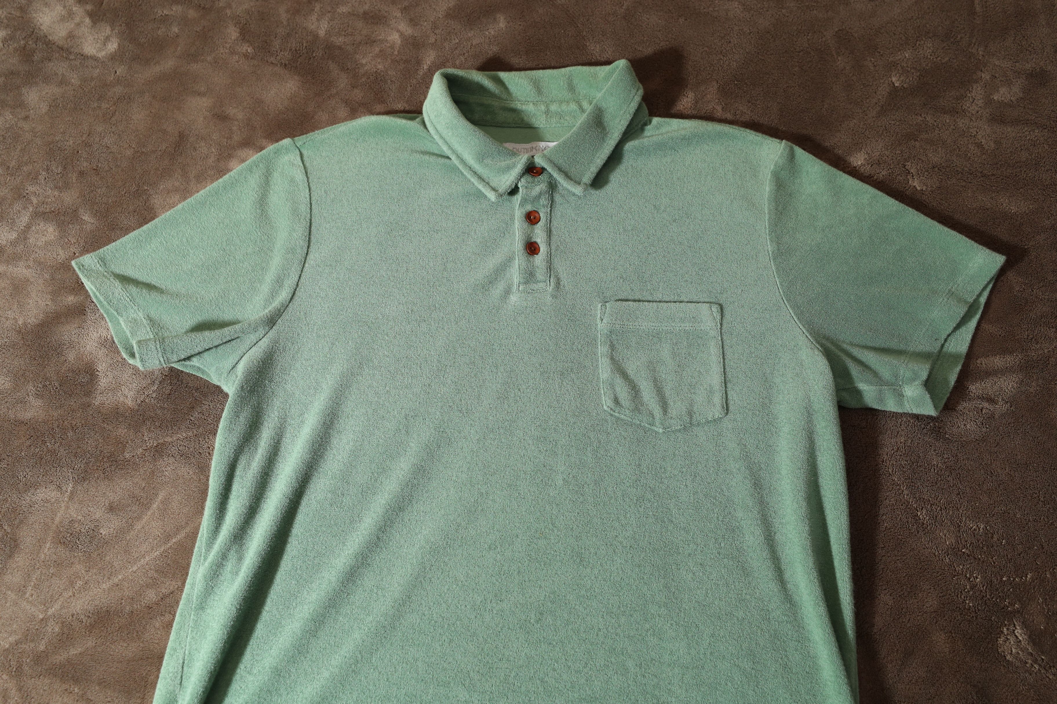 Outerknown Outerknown Hightide Green Terry Cloth Polo Shirt (L) Size US L / EU 52-54 / 3 - 3 Thumbnail