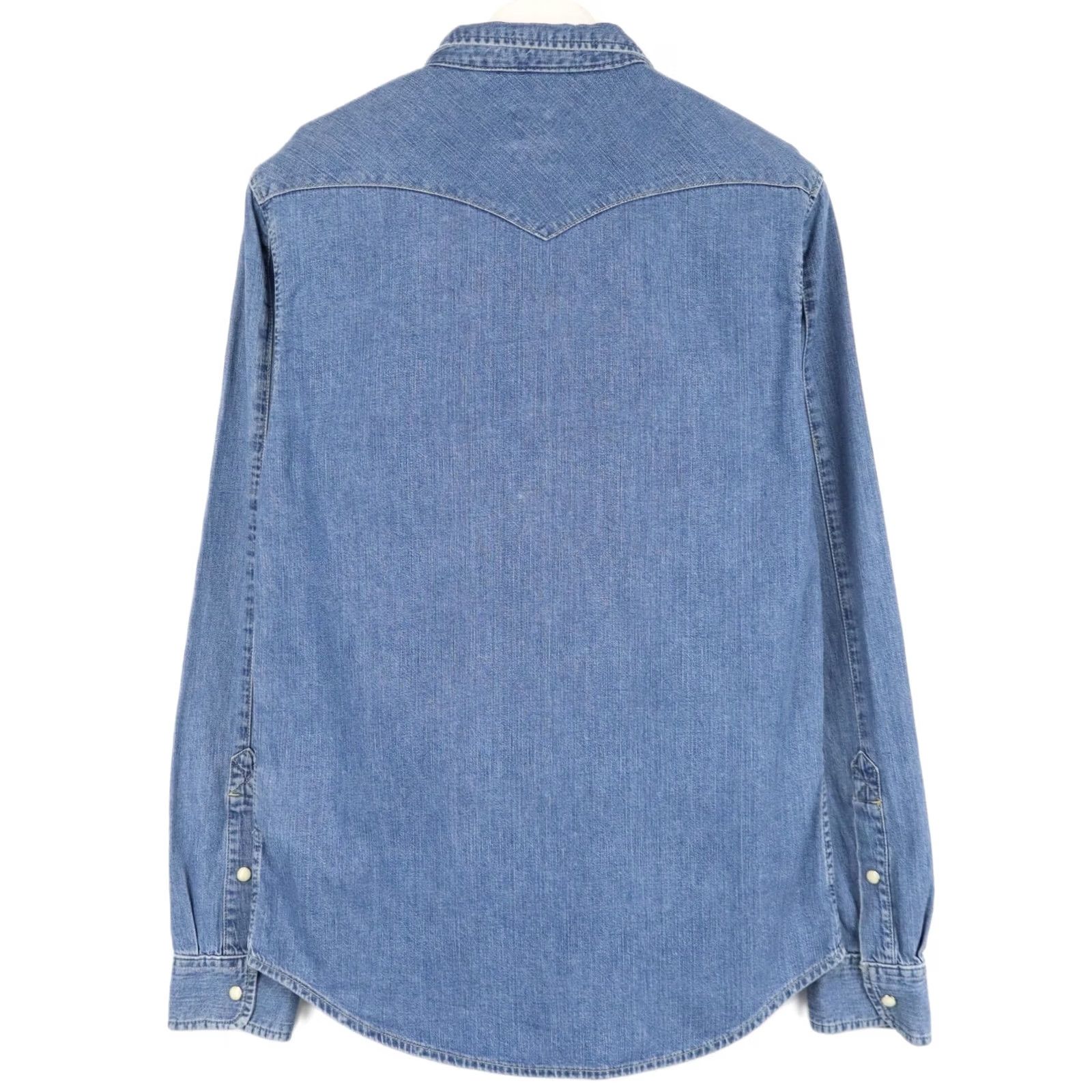 Lee Lee Werstern Shirt Men's MEDIUM Blue Collared Button-Up Denim Patched Pockets Size US M / EU 48-50 / 2 - 2 Thumbnail
