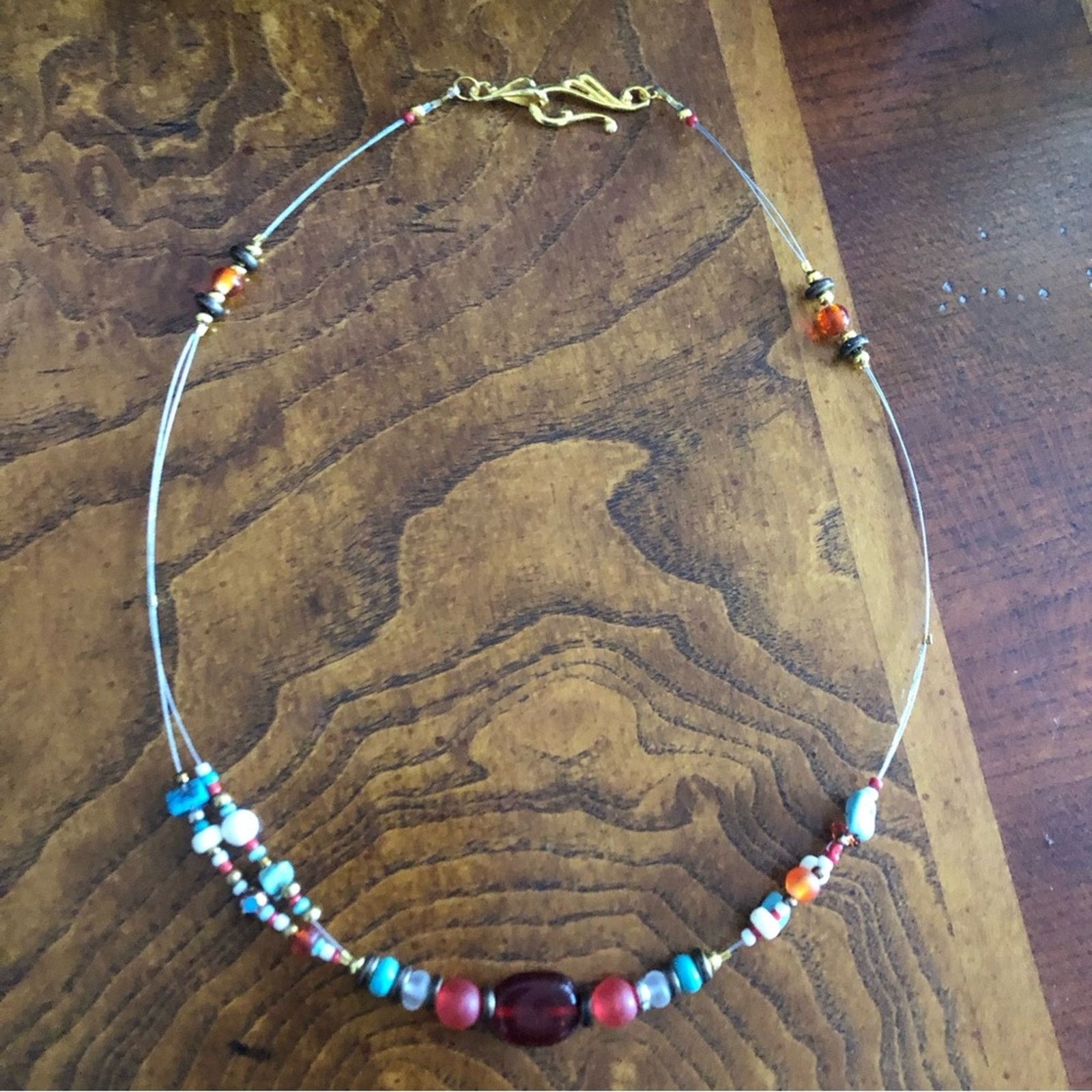 Handmade Handcrafted stainless steel wire natural stone necklace Size ONE SIZE - 9 Thumbnail