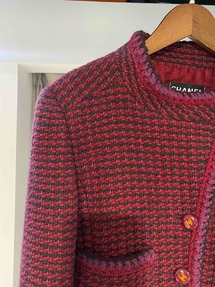 Chanel Chanel Black and red tweed braided rolled edge two-pocket Size S / US 4 / IT 40 - 4 Thumbnail