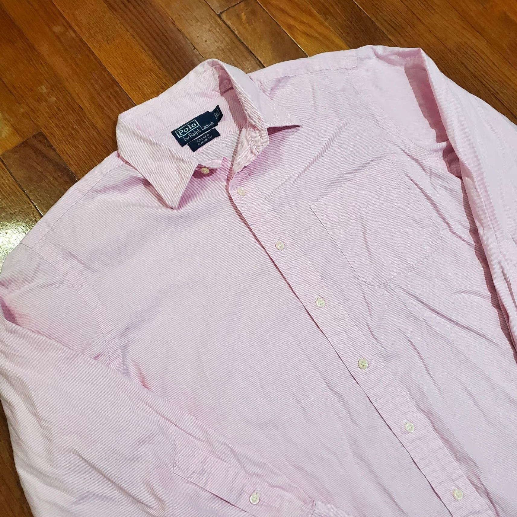 Polo Ralph Lauren Polo Ralph Lauren Shirt Mens 16.5 35/36 Pink White Stripe Andrew Classic Fit Shirt Men 16.5 Neck Long Sleeve Striped Dress Shirt Size US XL / EU 56 / 4 - 2 Thumbnail