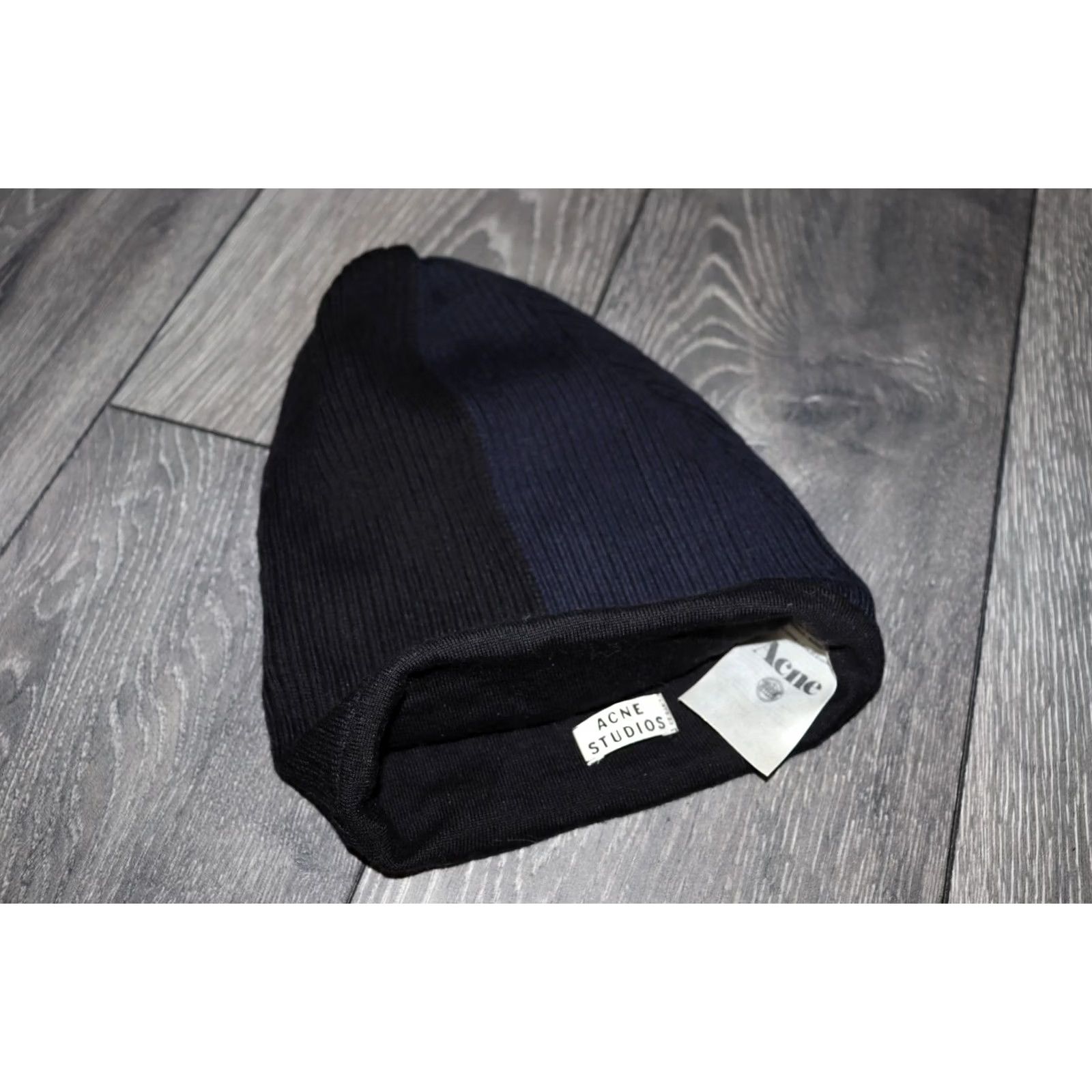 Acne Studios ACNE STUDIOS Winter Hat 100% Merino Wool Black Blue One Size Mens Vintage Authentic Original Hat Size ONE SIZE - 2 Thumbnail