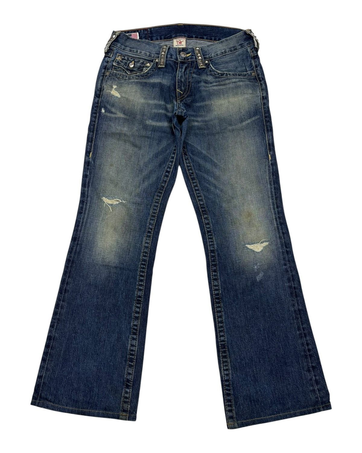 True Religion TRUE RELIGION METAL STUDDED FLARE JEANS BOOTCUT BILLY Size 31" - 1 Thumbnail