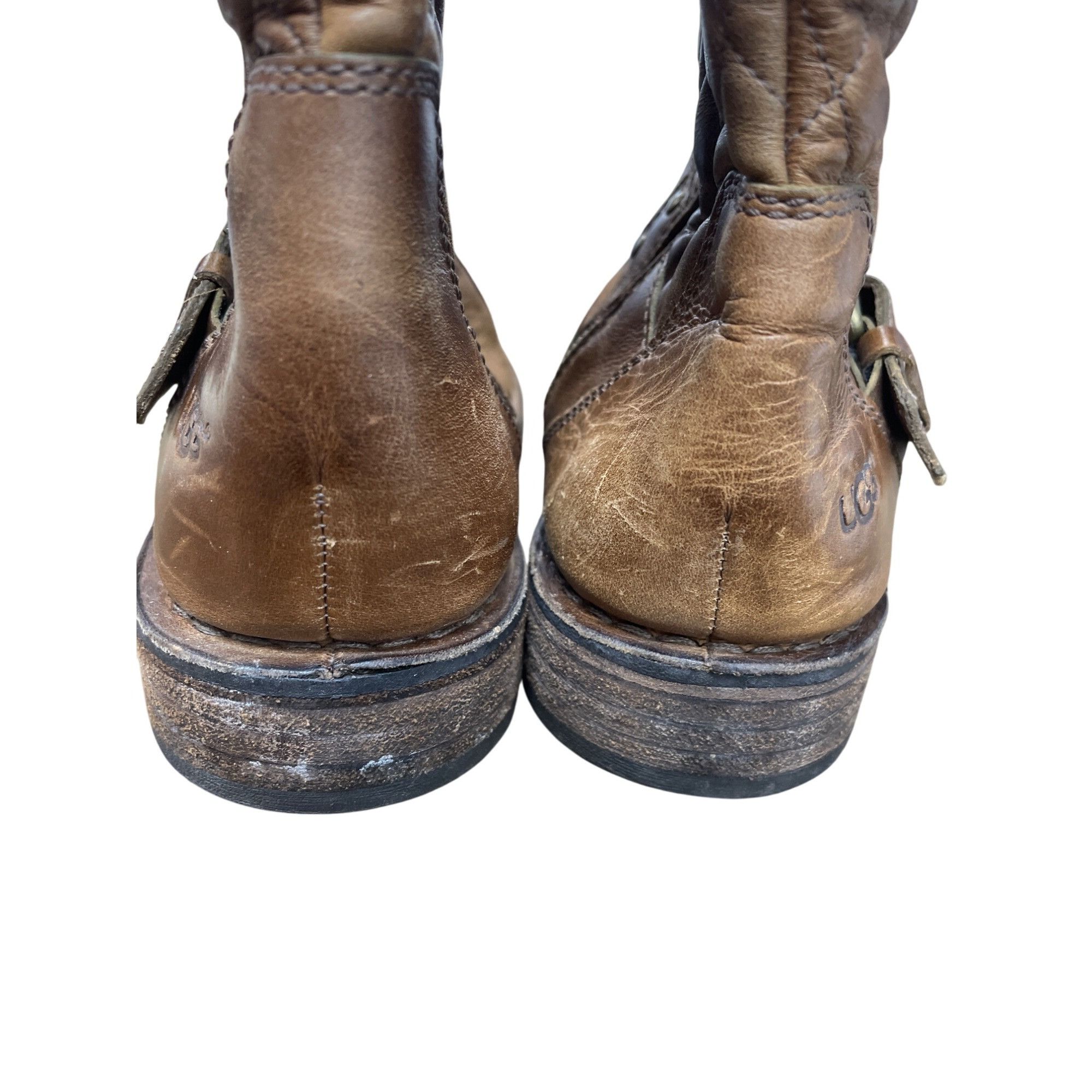 Ugg UGG Womans Brown Leather Moto Quilted Mid Calf Boots Sz 7.5 Size US 7.5 / IT 37.5 - 22 Thumbnail