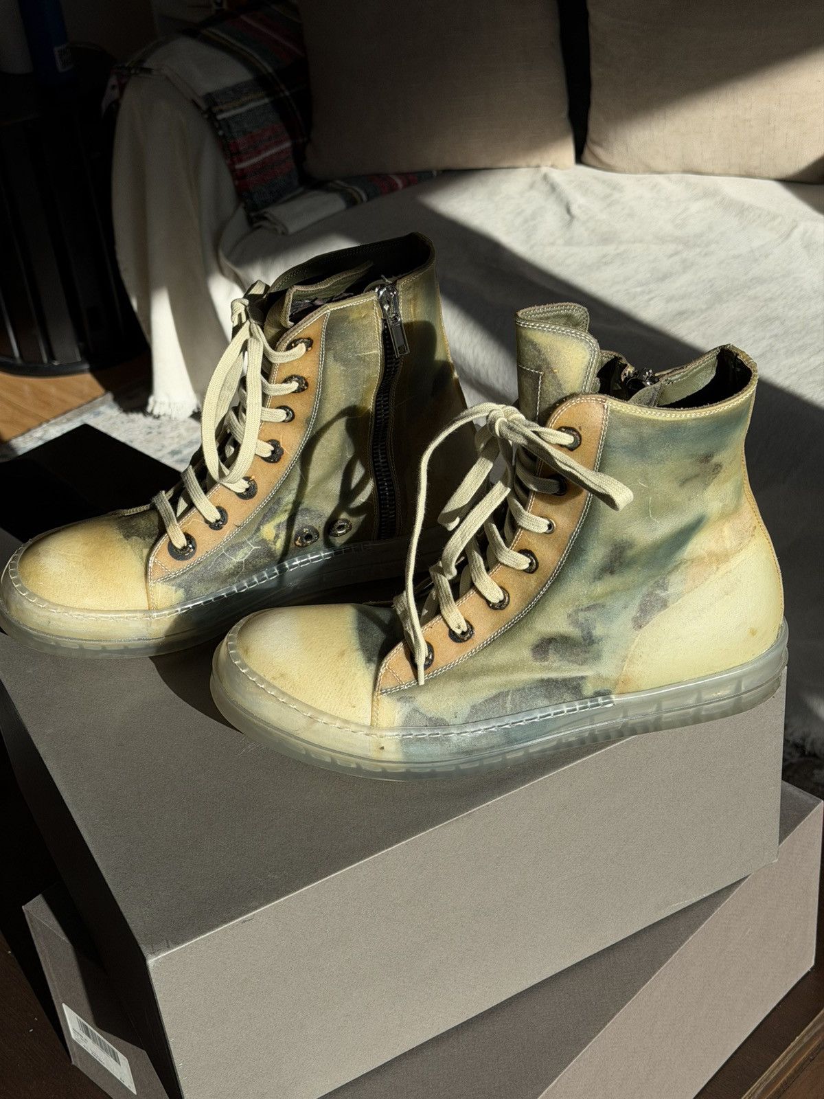 Rick Owens Rick Owens SS19 Babel No Cap High Top Transparent Leather Size US 12 / EU 45 - 9 Thumbnail