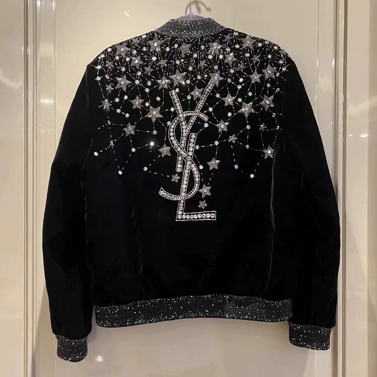 Saint Laurent Paris Saint Laurent Paris Starry Sky Velvet Baseball Jacket Size US S / EU 44-46 / 1 - 1 Thumbnail