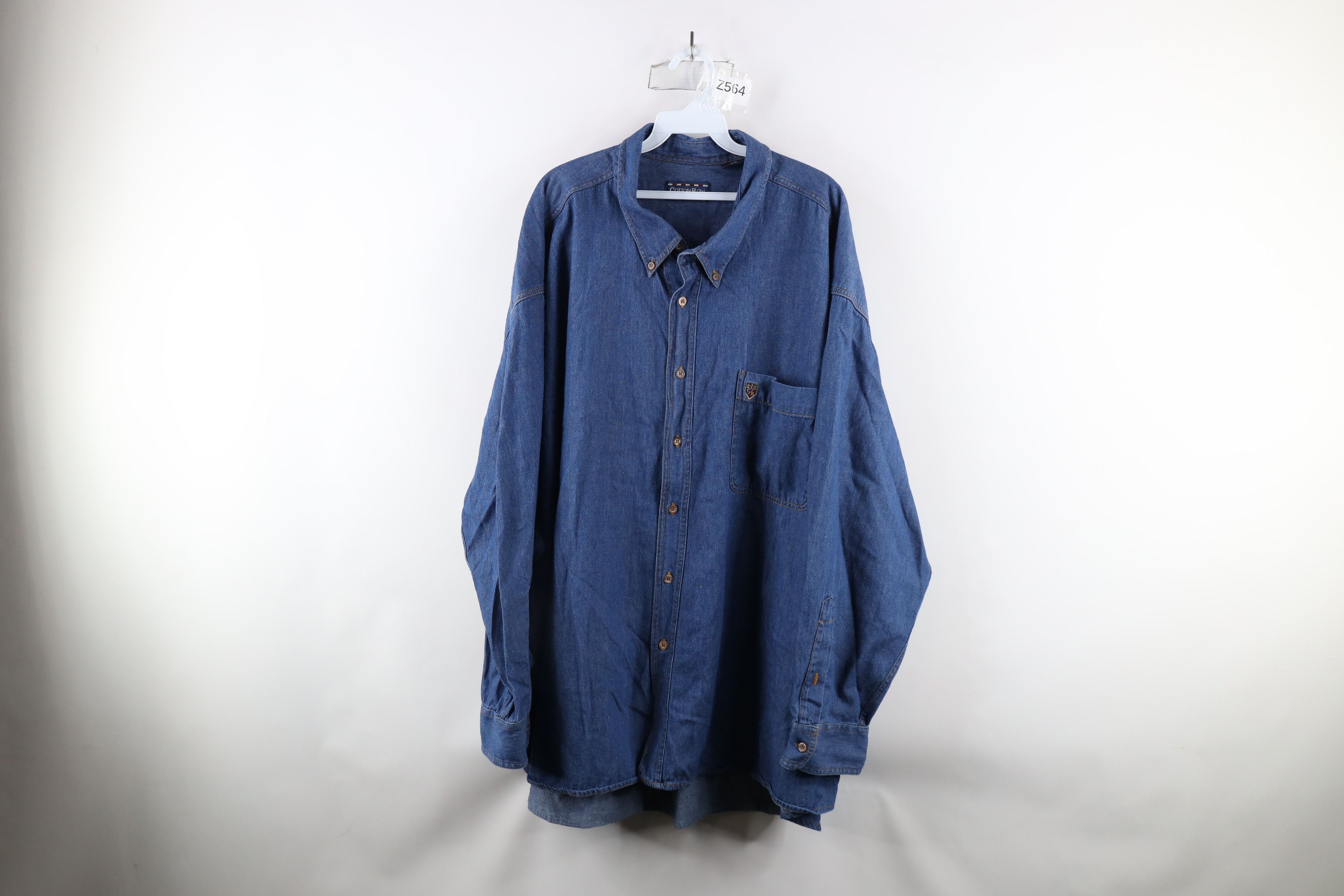 Vintage Vintage 90s Streetwear Denim Jean Button Down Shirt Blue Size US XXL / EU 58 / 5 - 1 Thumbnail
