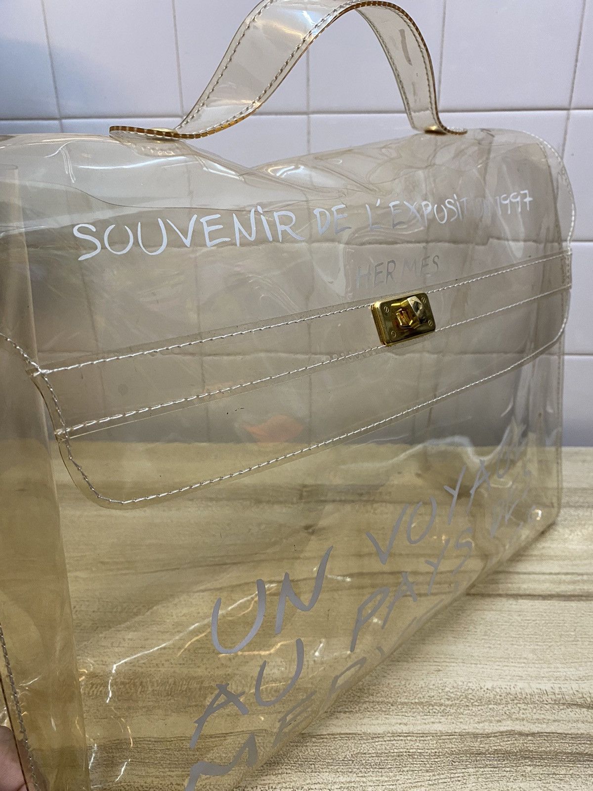 Designer × Hermes × Vintage HERMES Vinyl Kelly Beach Hand Bag Clear vintage 1997 Size ONE SIZE - 3 Thumbnail