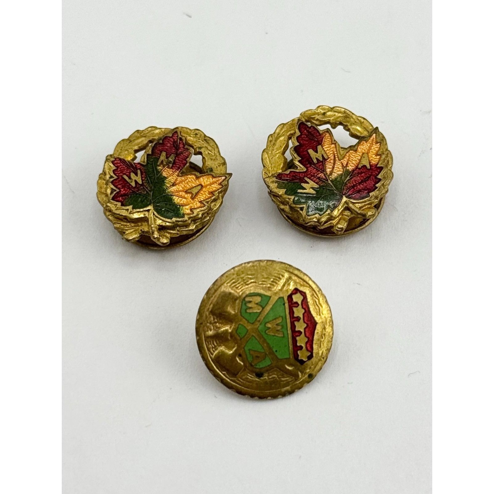 Vintage Woodsmen Of America enamel button stud screwback lapel pin l Size ONE SIZE - 3 Thumbnail