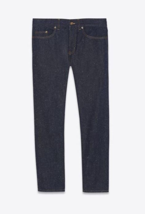 image of Saint Laurent Paris Oc11Z0124 Etienne Pants In Speckled Dark Stonewash Denim in Black (Size 32)