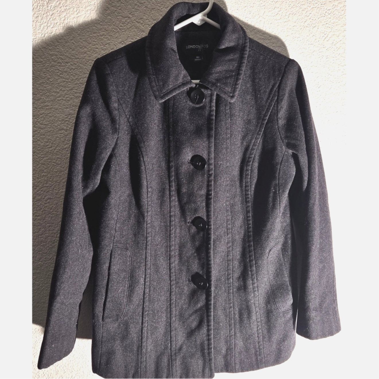London Fog London Fog Women's Wool Blend Pea Coat - Dark Grey - M Size M / US 6-8 / IT 42-44 - 5 Thumbnail