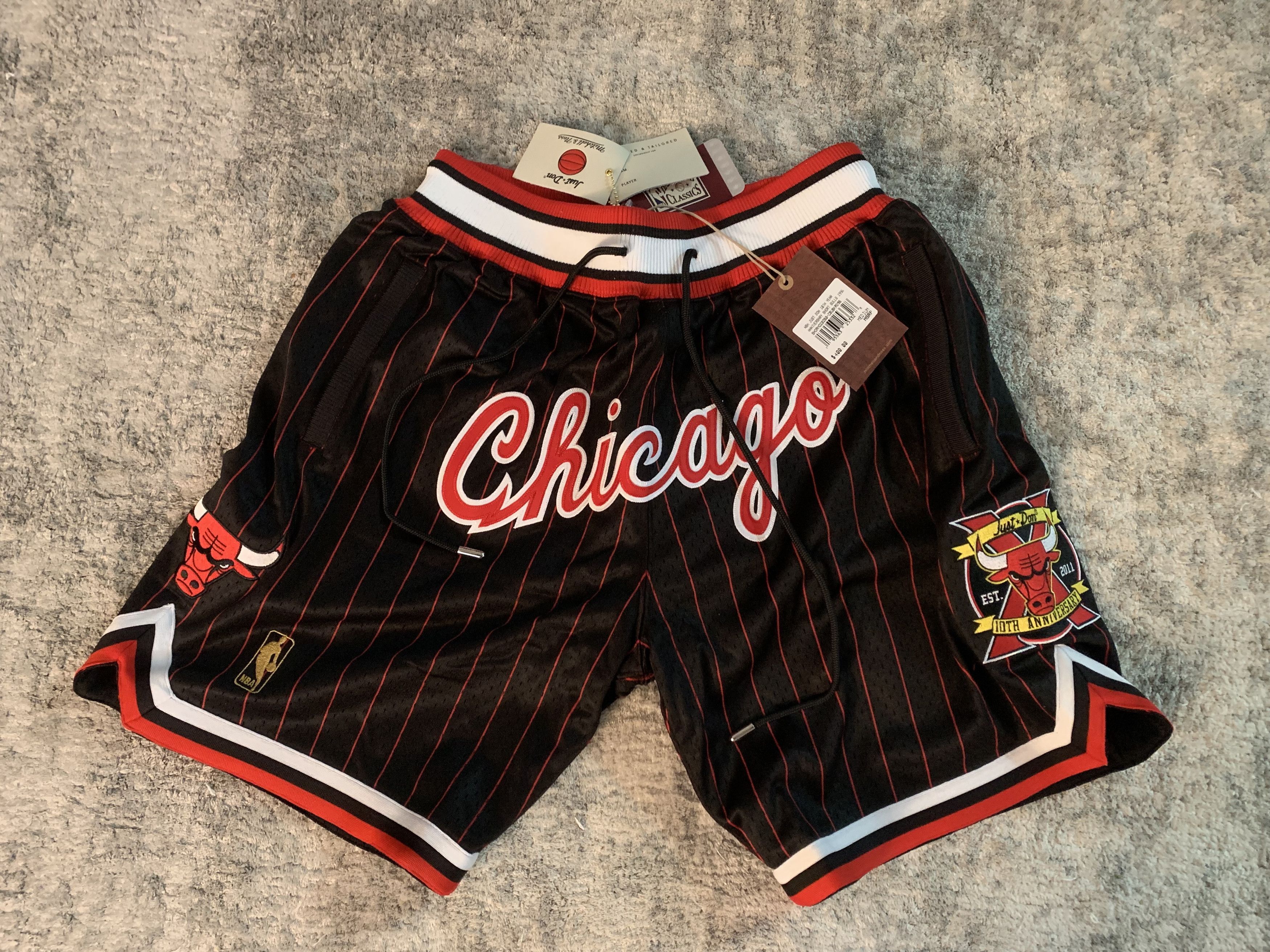 image of Chicago Bulls Just Don 10Th Year Anniversary 1996 Shorts M in Black, Men's (Size 32)